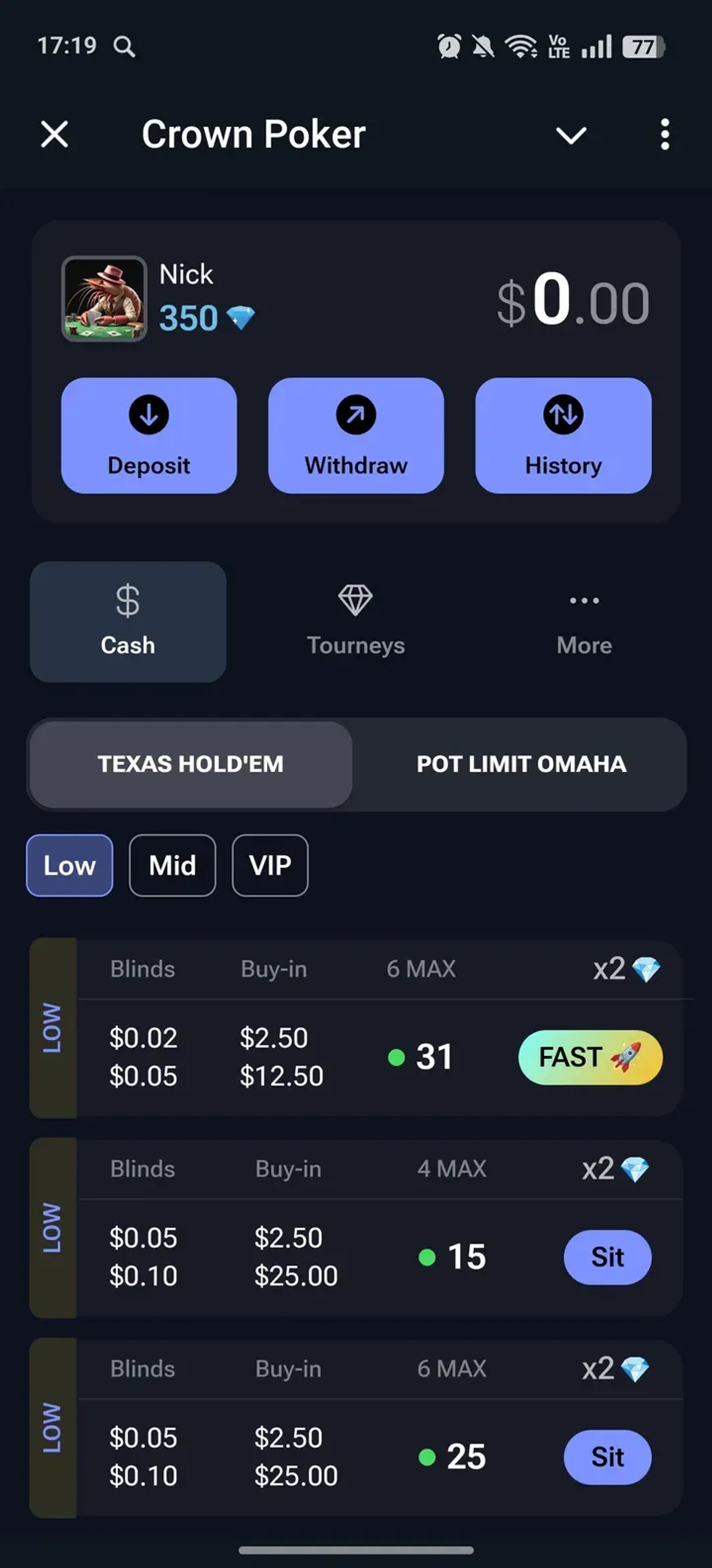 Crown Poker в Telegram — скриншот 1