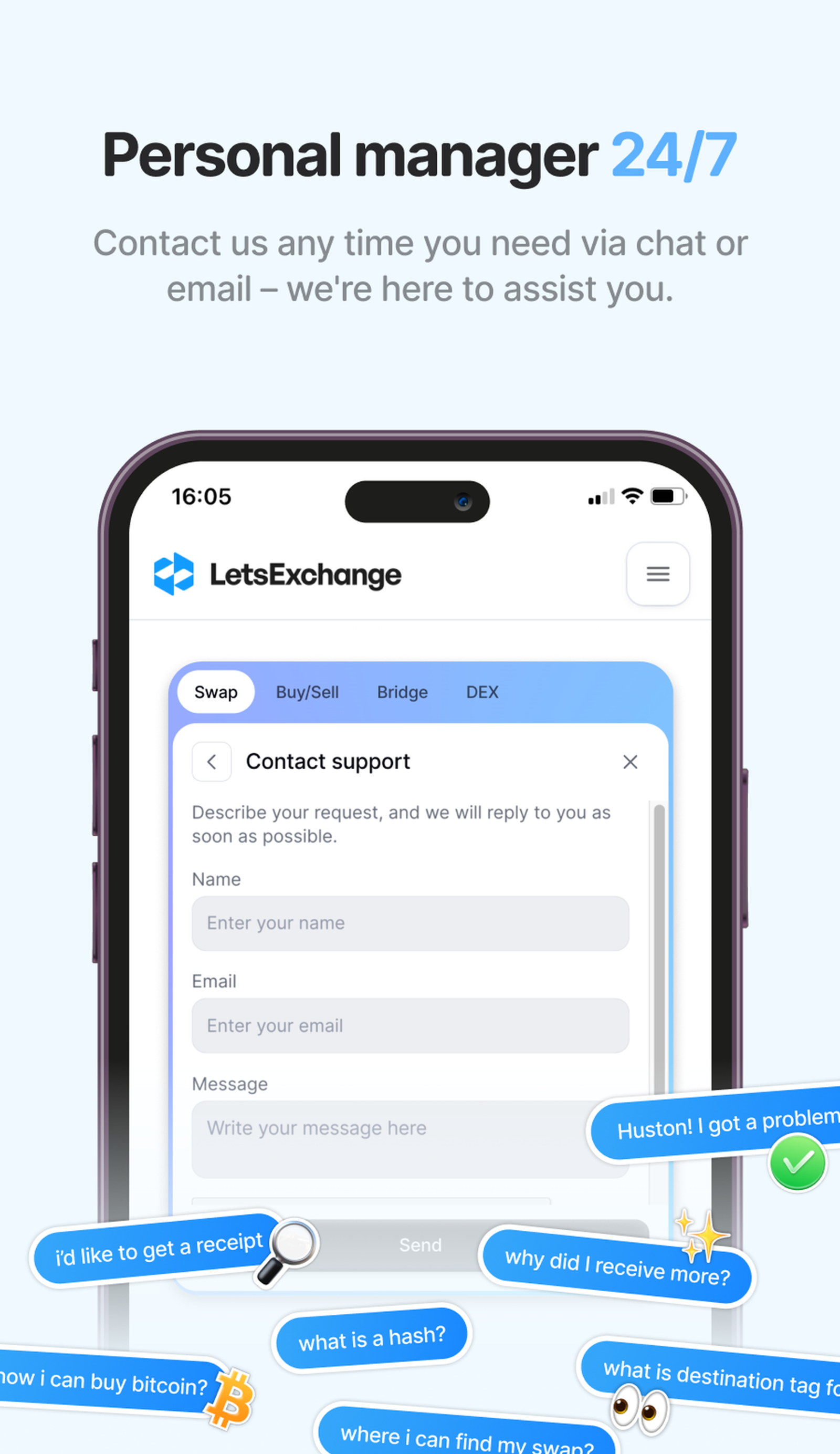 LetsExchange.io в Телеграм — скриншот 5