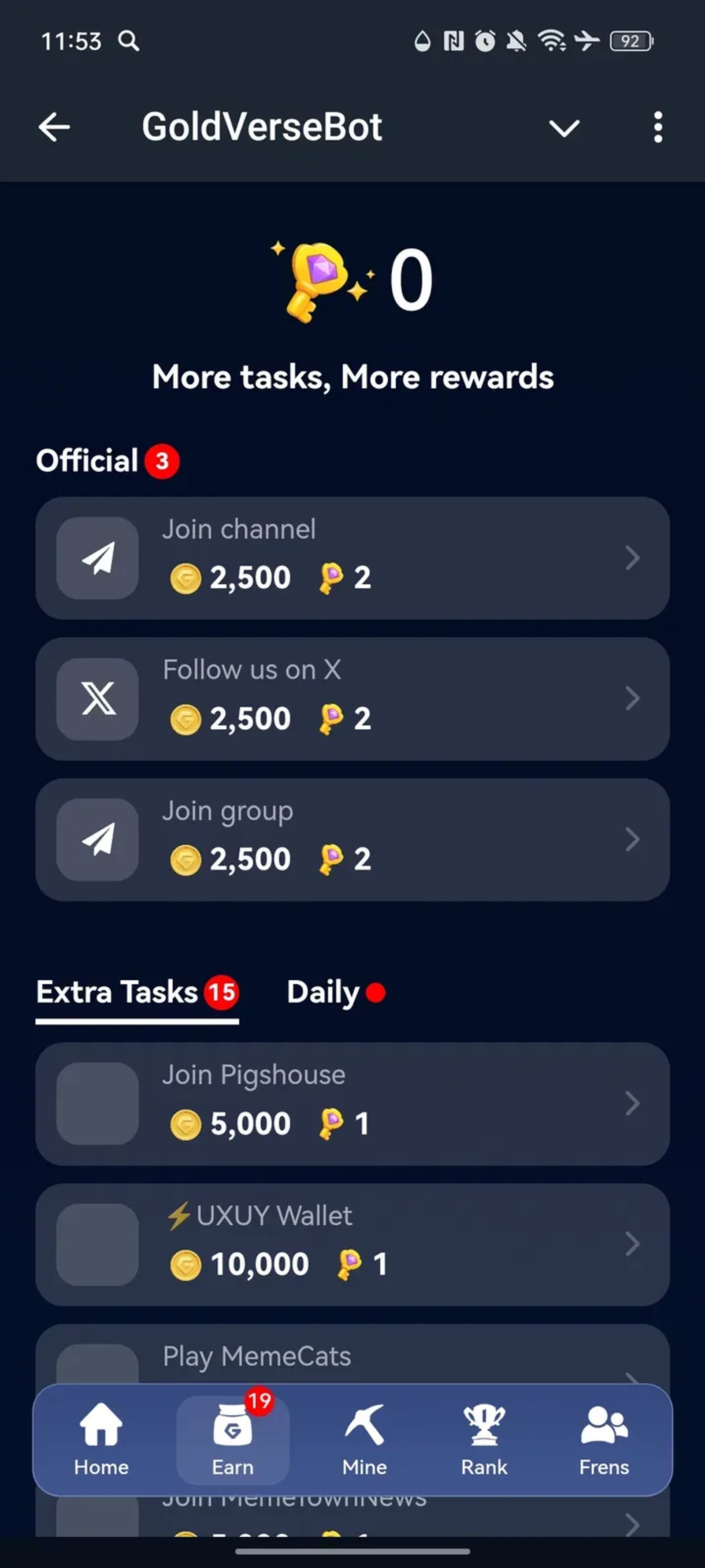 GoldVerseBot в Телеграм — скриншот 2