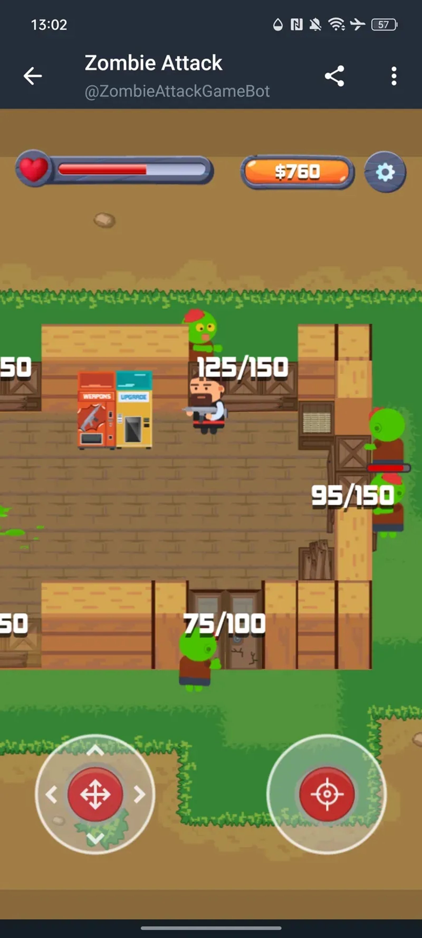 Zombie Attack Game в Телеграм — скриншот 3
