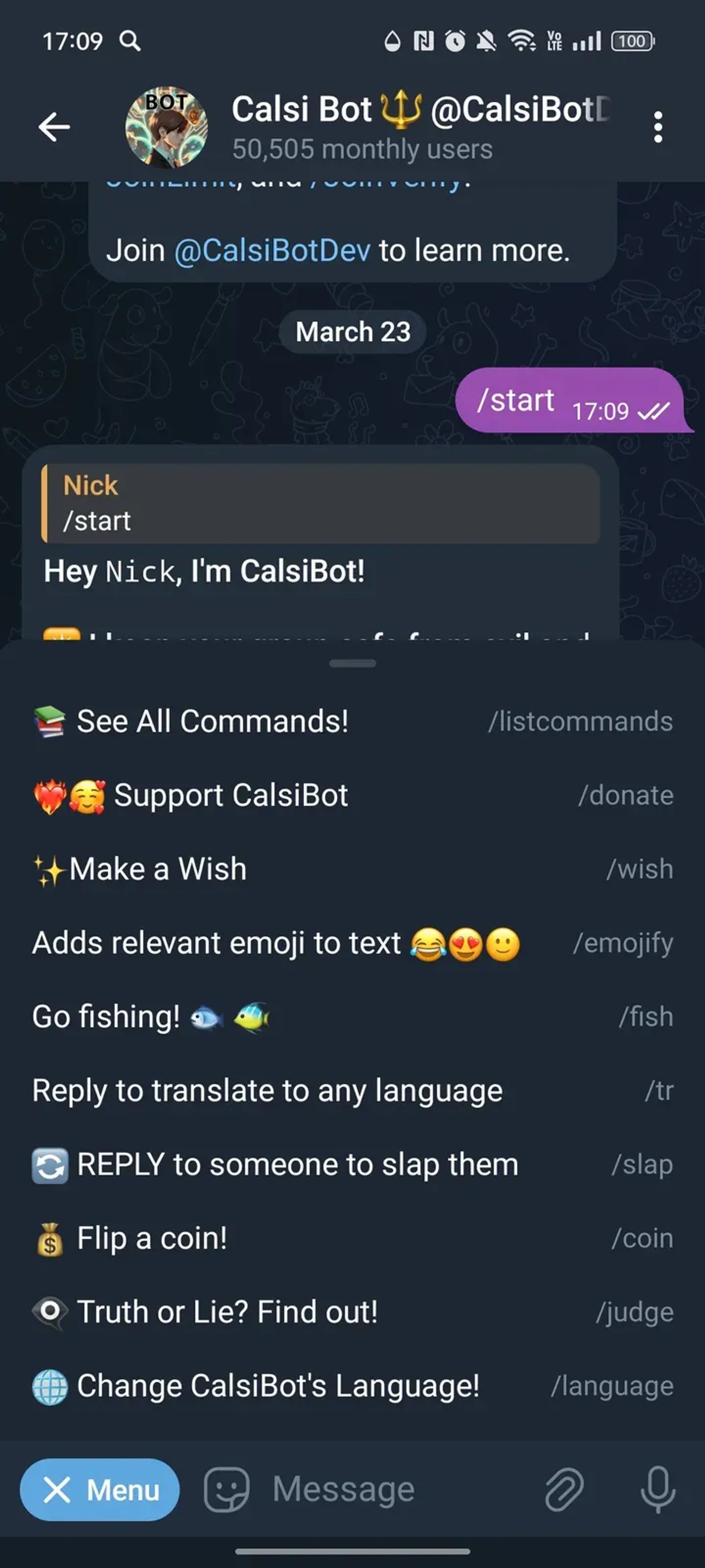 Calsi Bot 🔱 @CalsiBotDev в Телеграм — скриншот 3