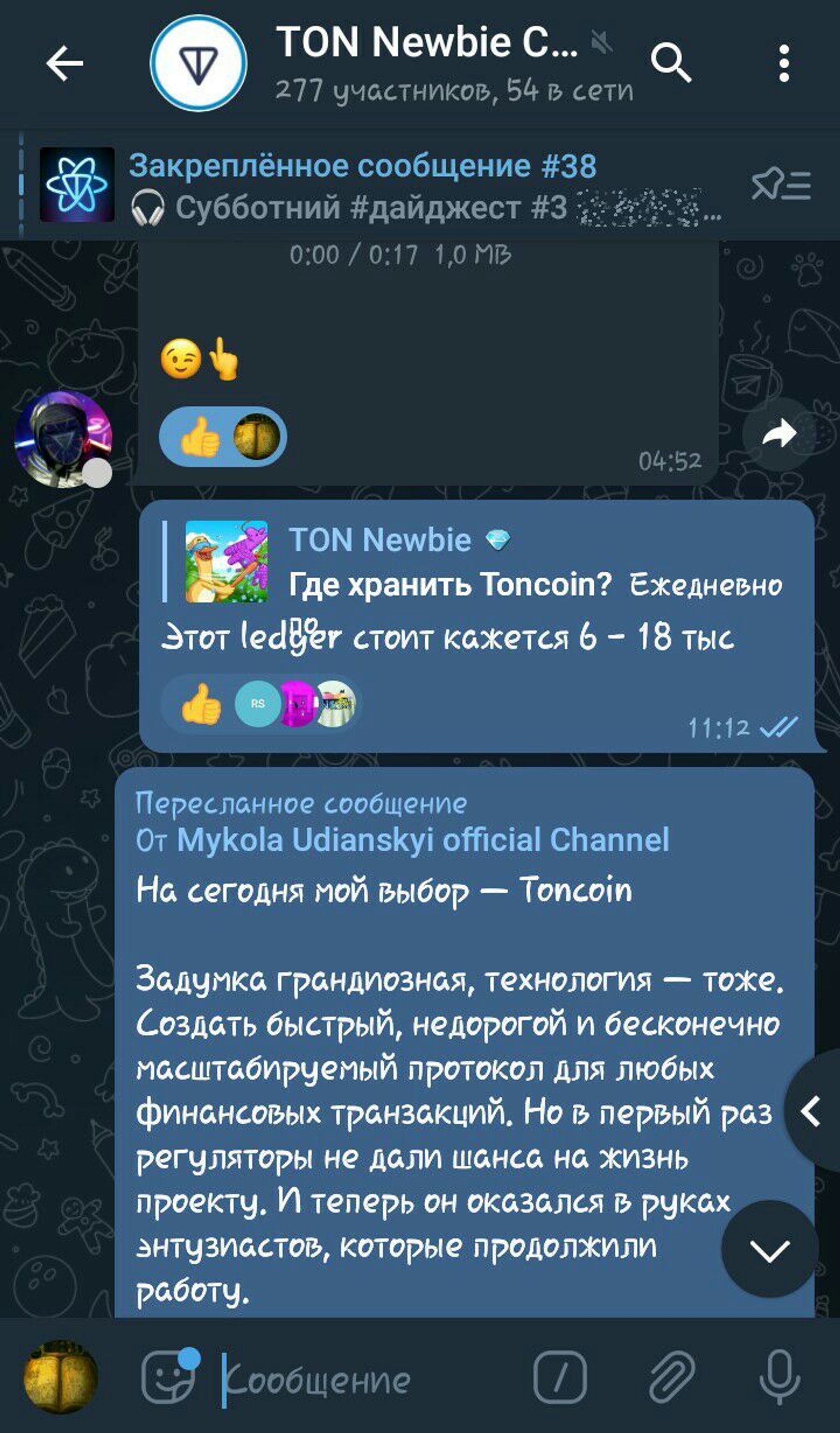TON Newbie Chat в Телеграм — скриншот 2