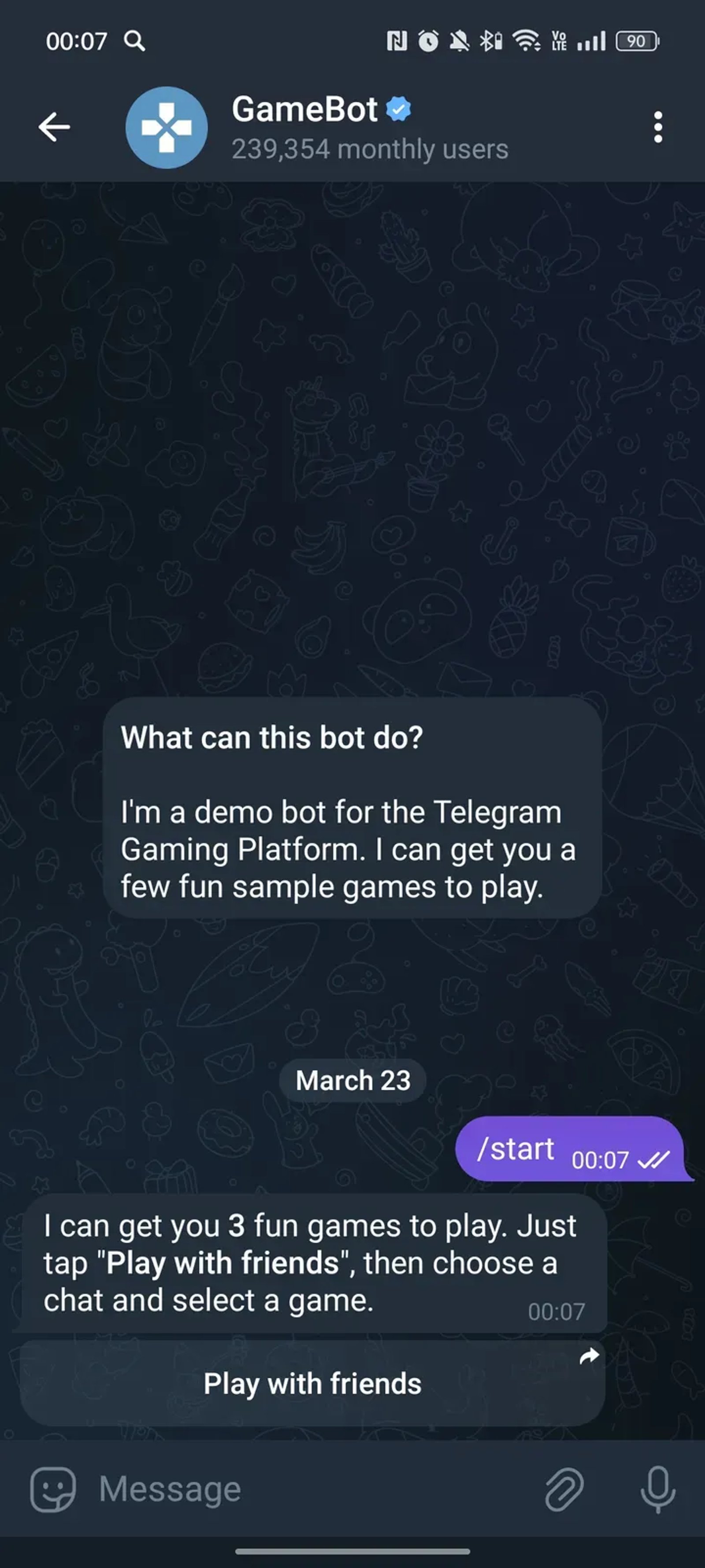GameBot в Телеграм — скриншот 1