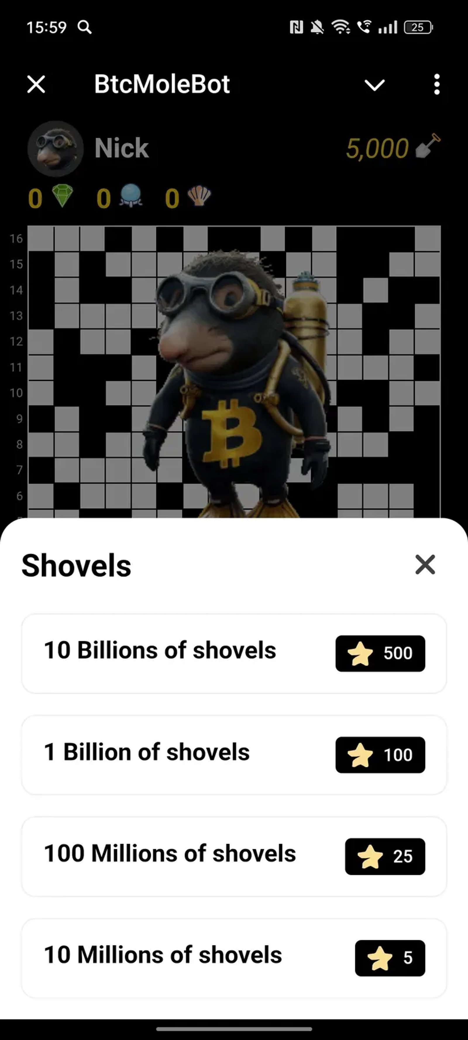 BtcMoleBot в Телеграм — скриншот 3