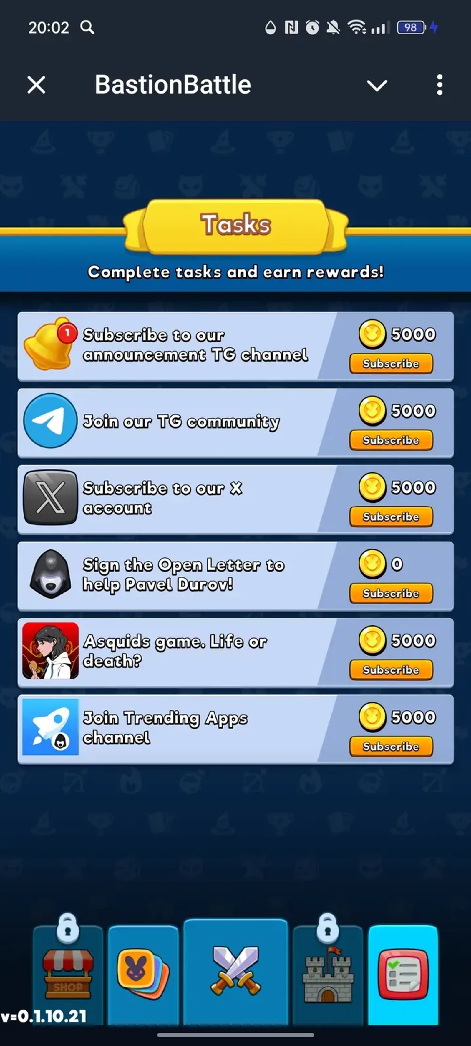 BastionBattle в Телеграм — скриншот 5