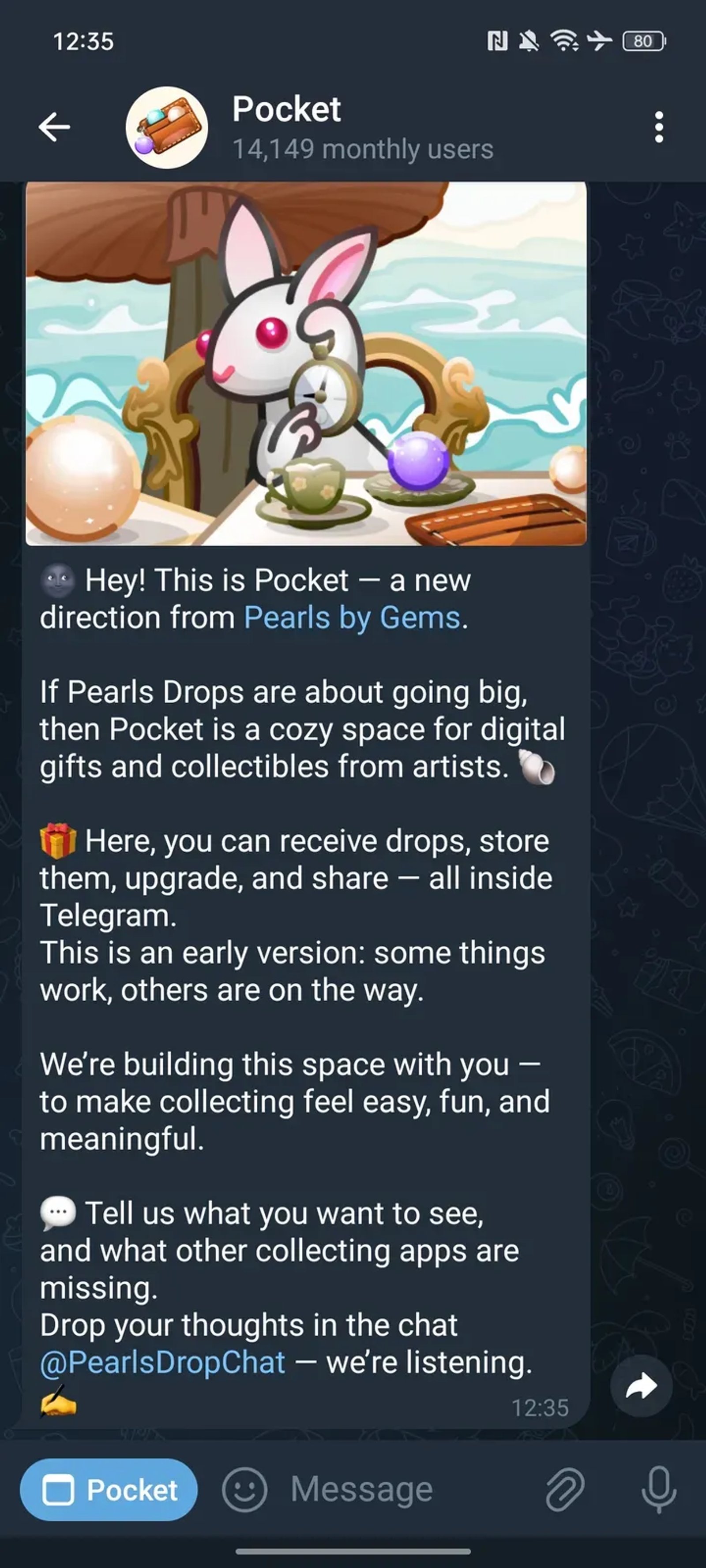 Pocket в Телеграм — скриншот 3