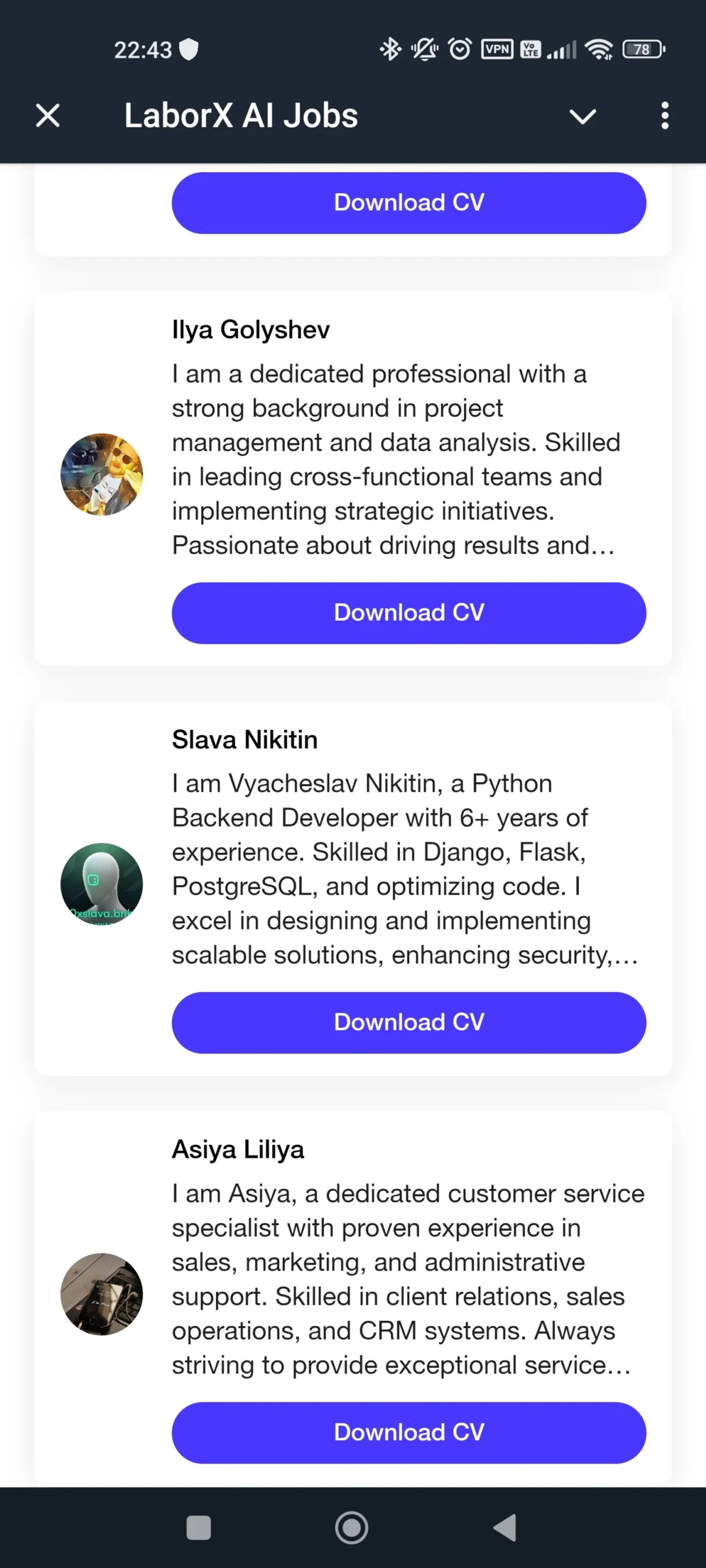 LaborX AI Jobs Резюме