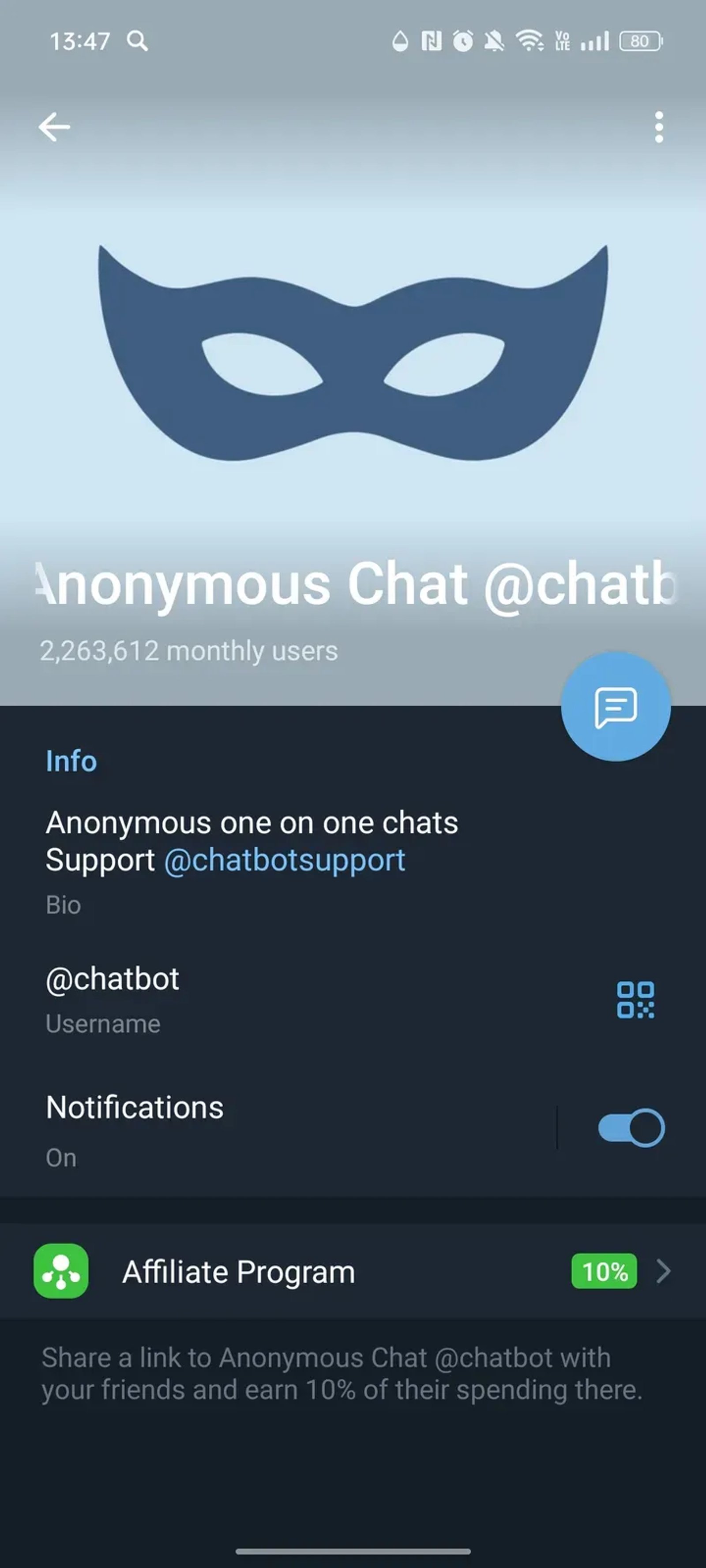 Anonymous Chat @chatbot в Телеграм — скриншот 4