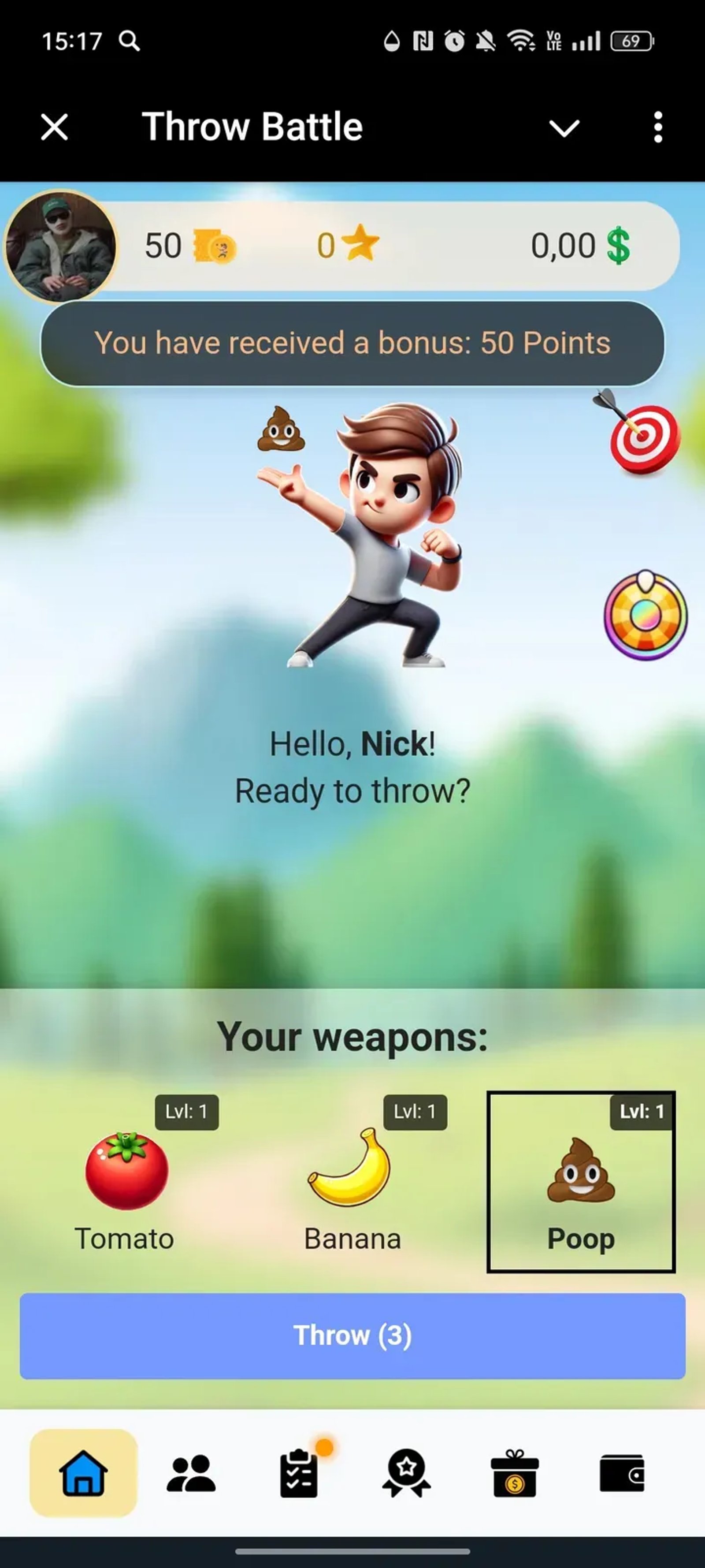Throw Battle в Телеграм — скриншот 1