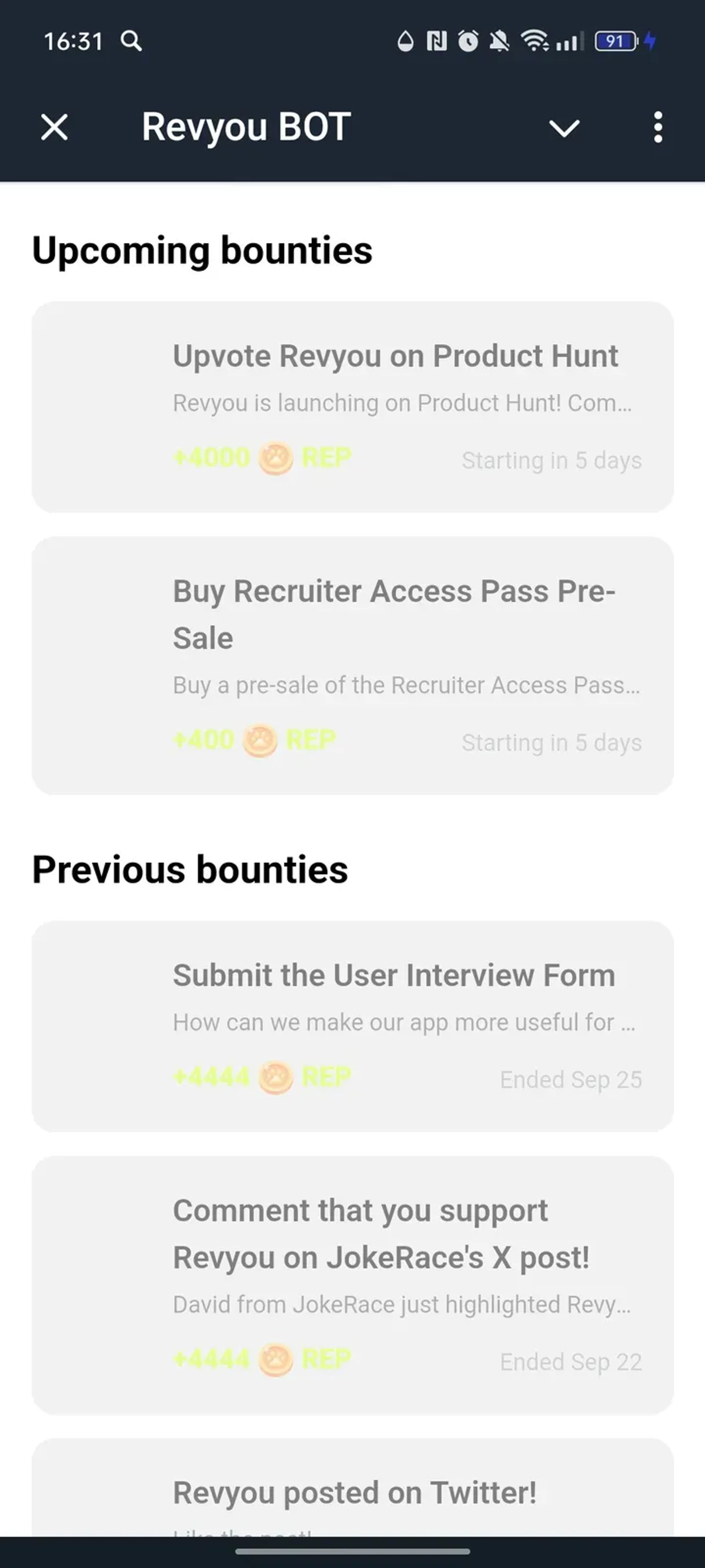 Revyou BOT в Телеграм — скриншот 2