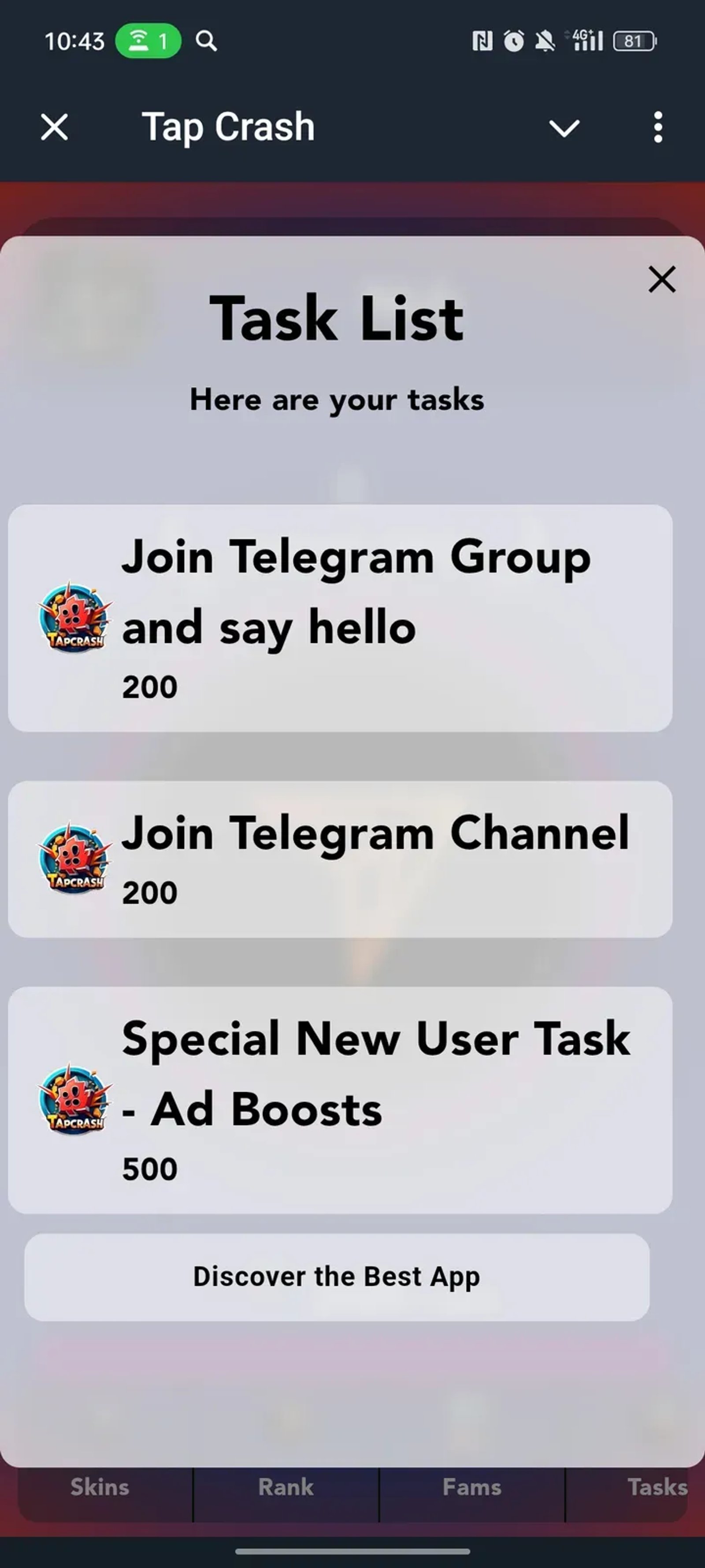 Tap Crash в Телеграм — скриншот 4