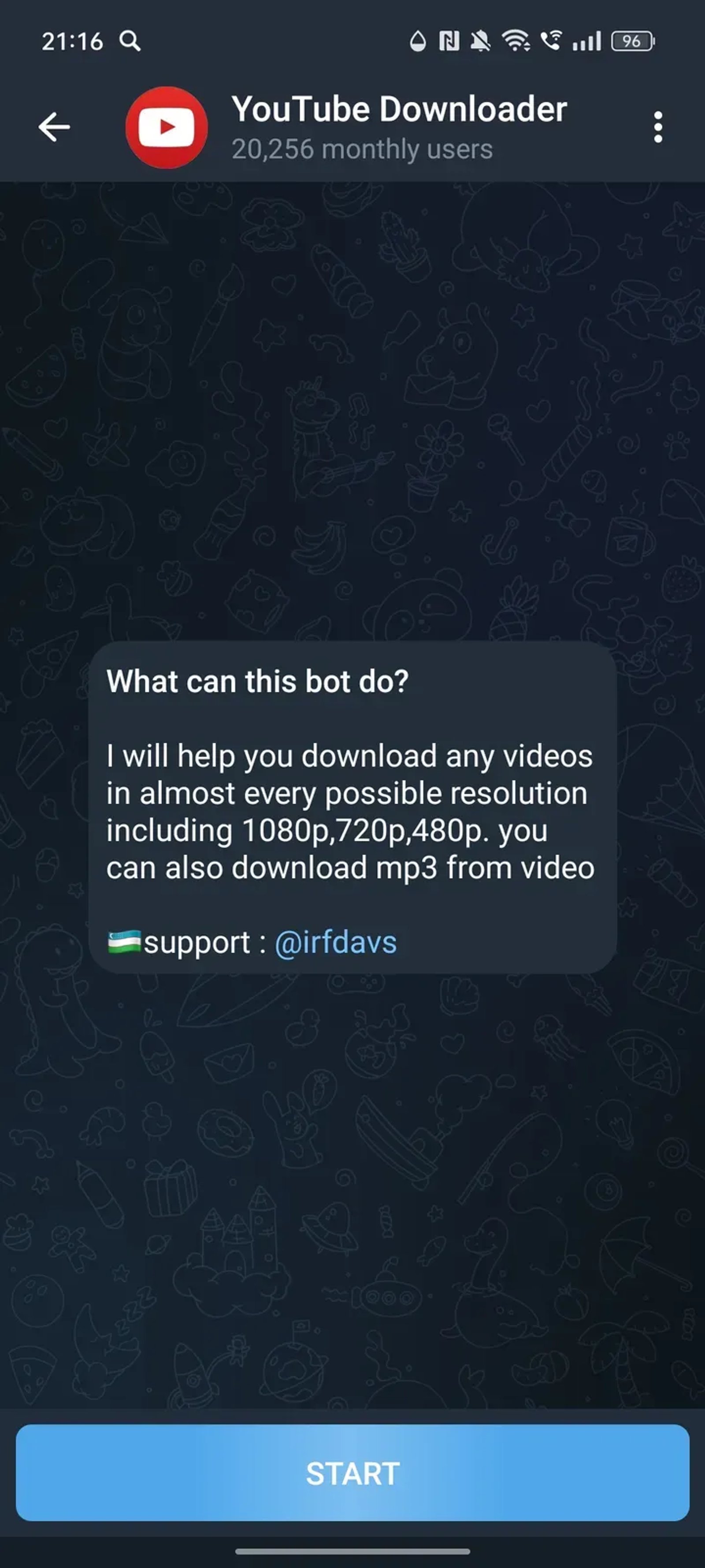 YouTube Downloader в Телеграм — скриншот 1