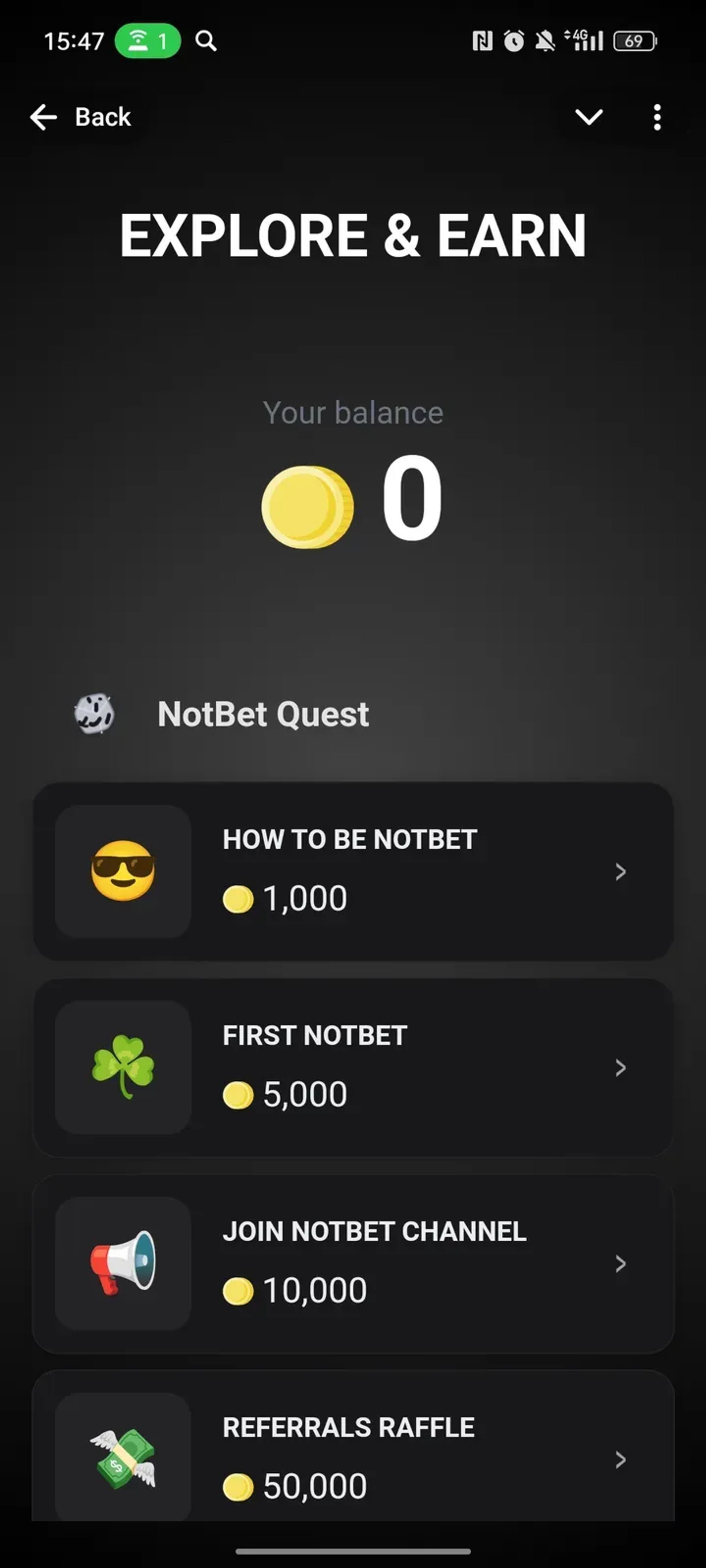 NotBet Game в Телеграм — скриншот 3