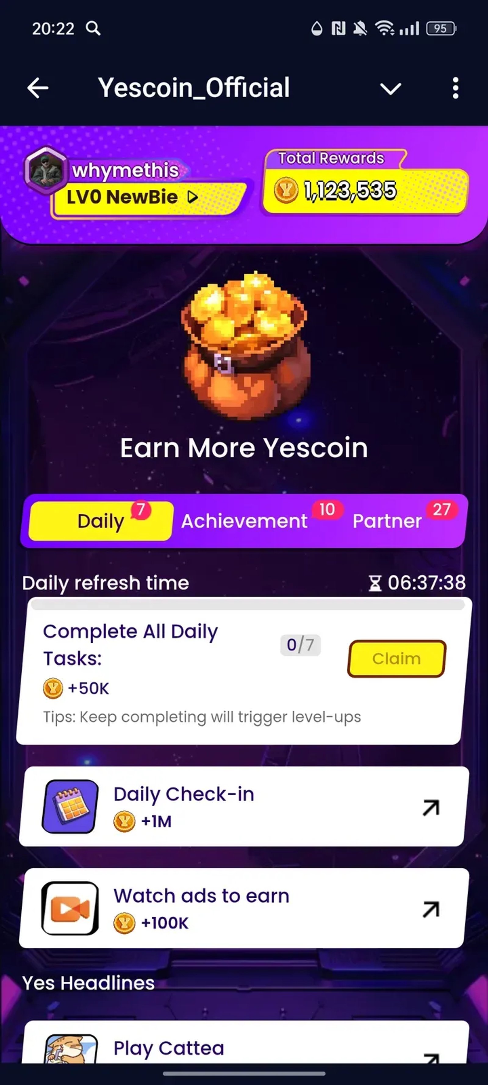 Yescoin_Official в Телеграм — скриншот 2