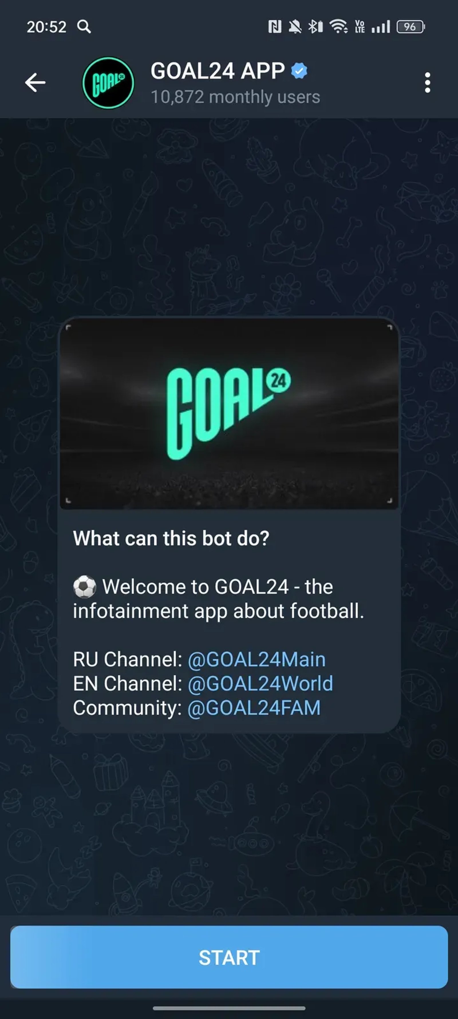 GOAL24 APP ✔ в Telegram — скриншот 3