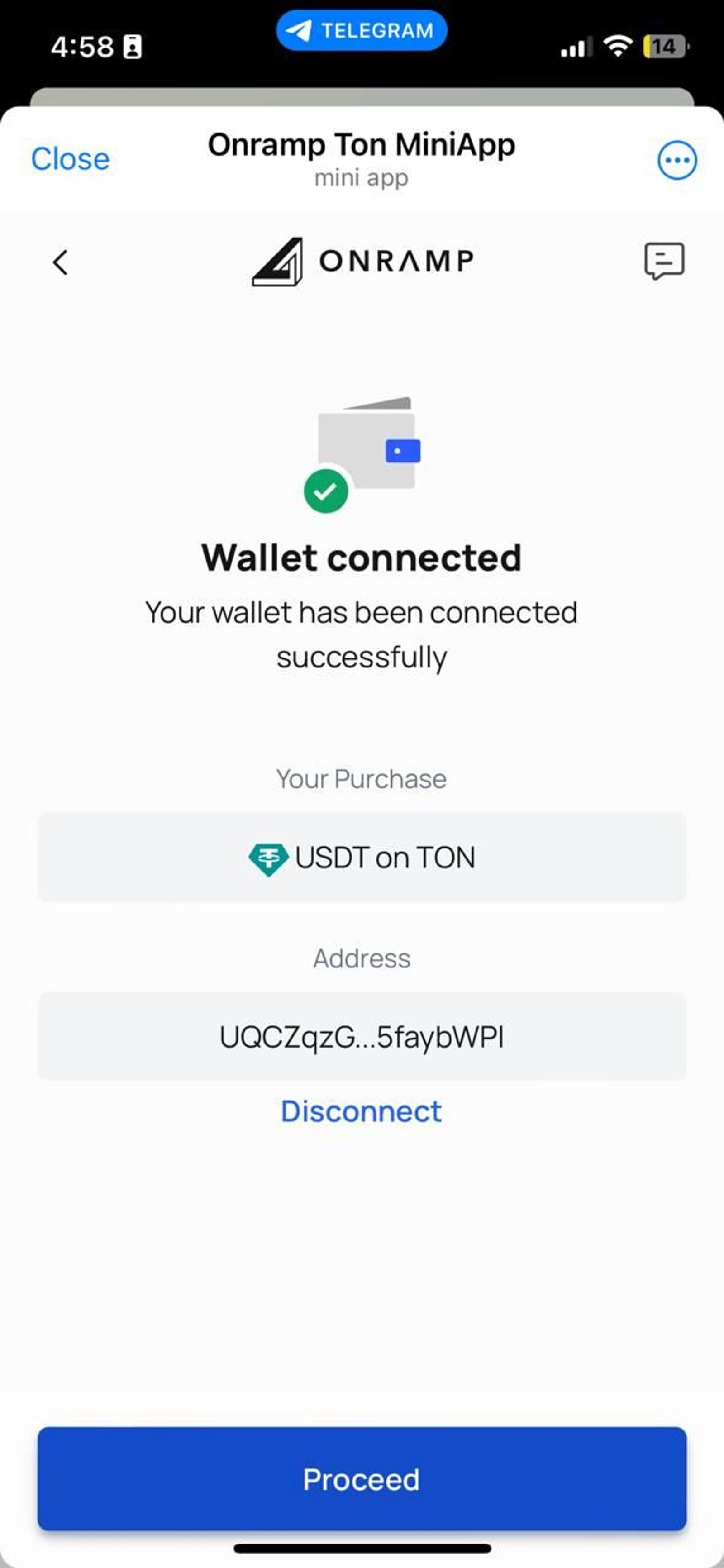 Onramp Ton MiniApp в Телеграм — скриншот 3