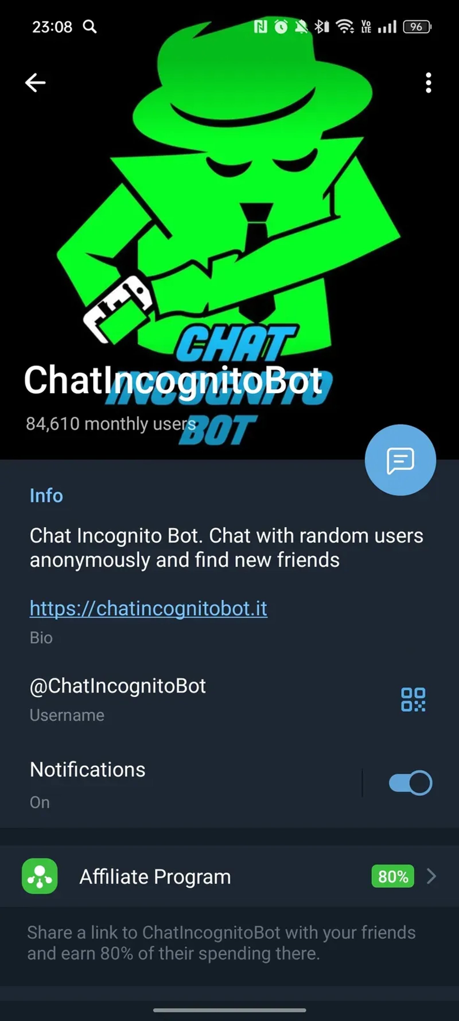 ChatIncognitoBot в Телеграм — скриншот 4