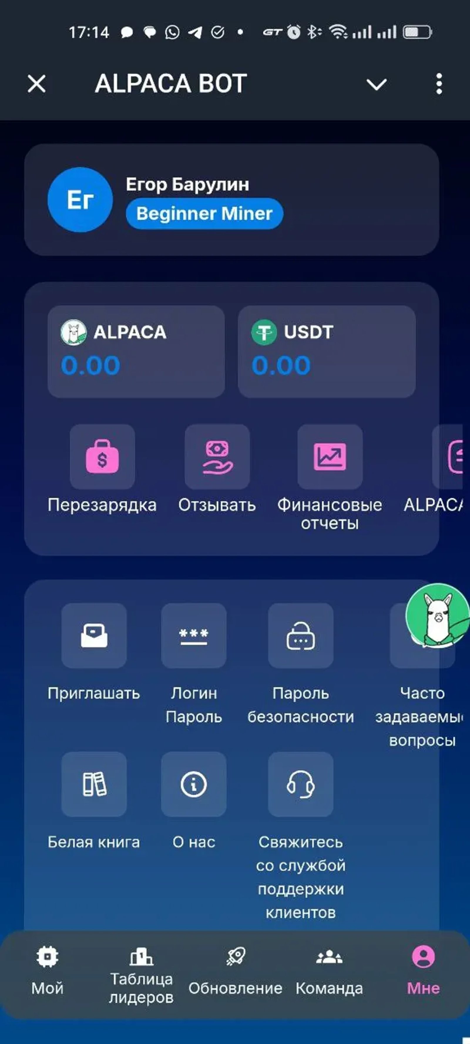 ALPACA BOT в Телеграм — скриншот 3