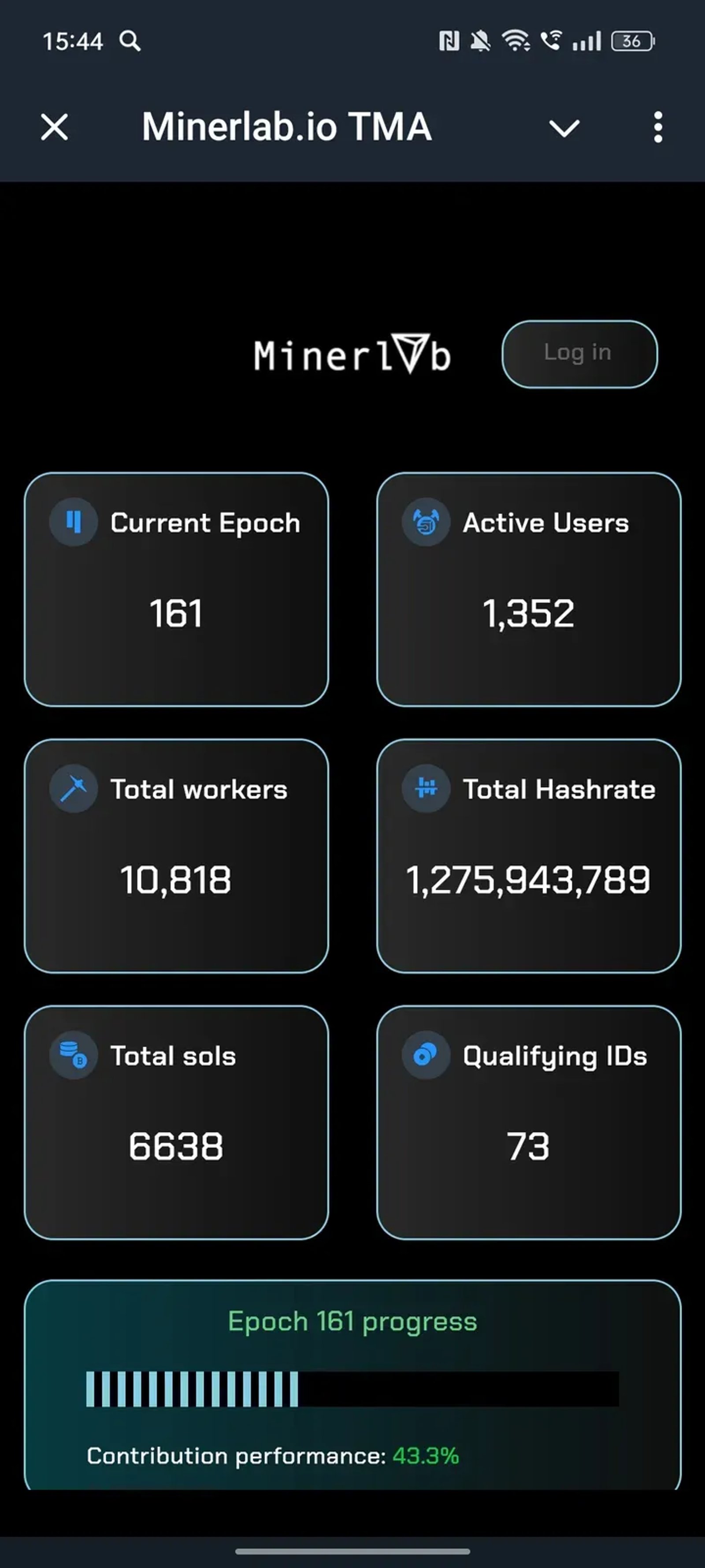 Minerlab.io TMA в Телеграм — скриншот 1