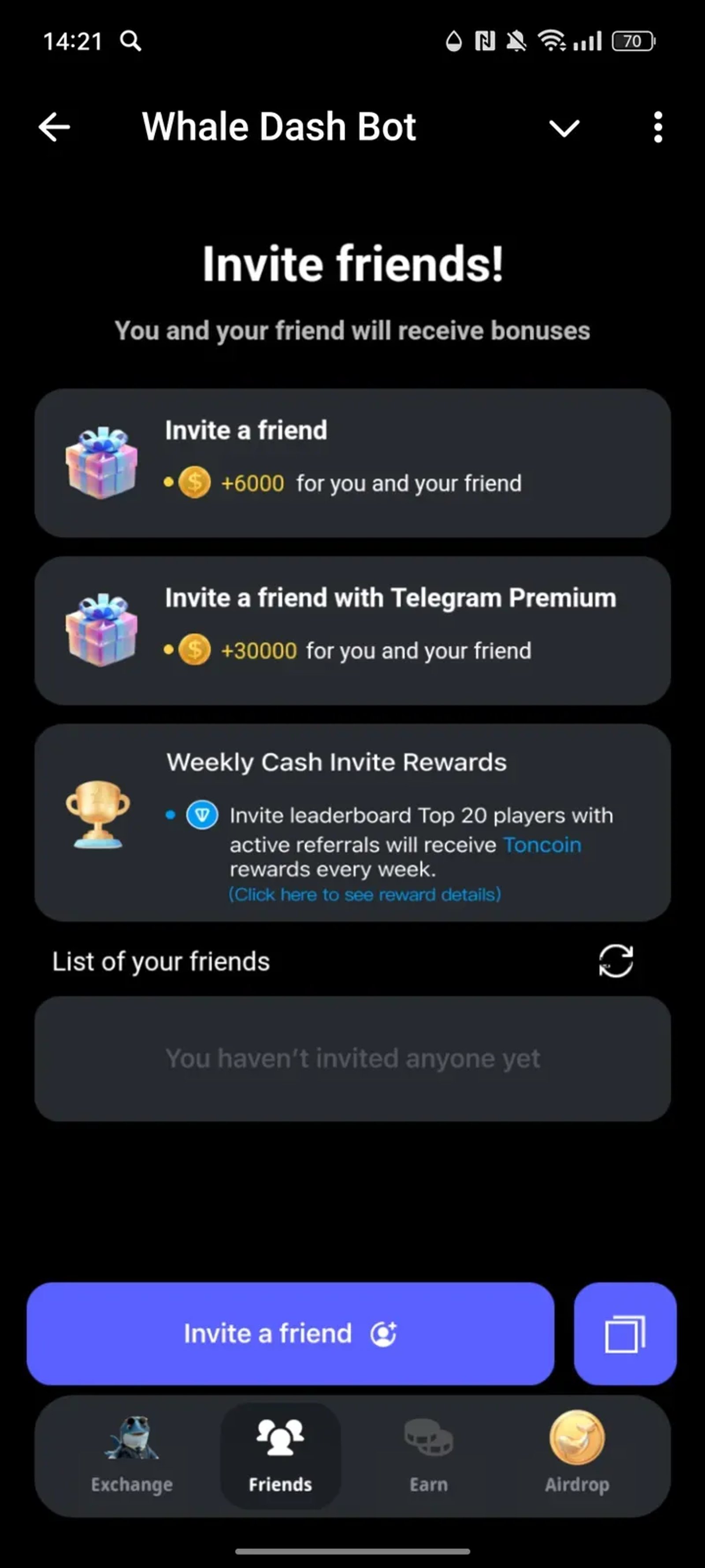 Whale Dash Bot в Телеграм — скриншот 2