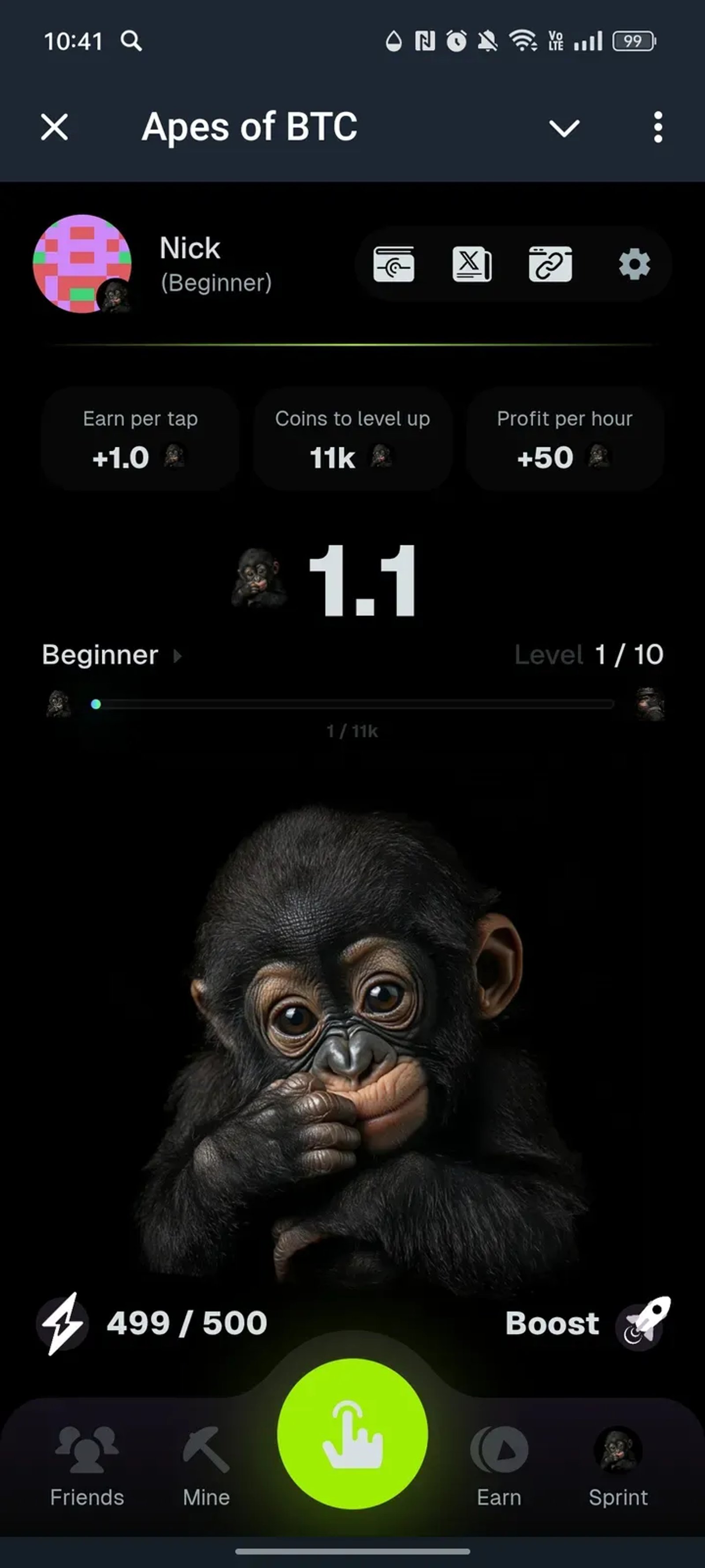 Apes of BTC в Телеграм — скриншот 1