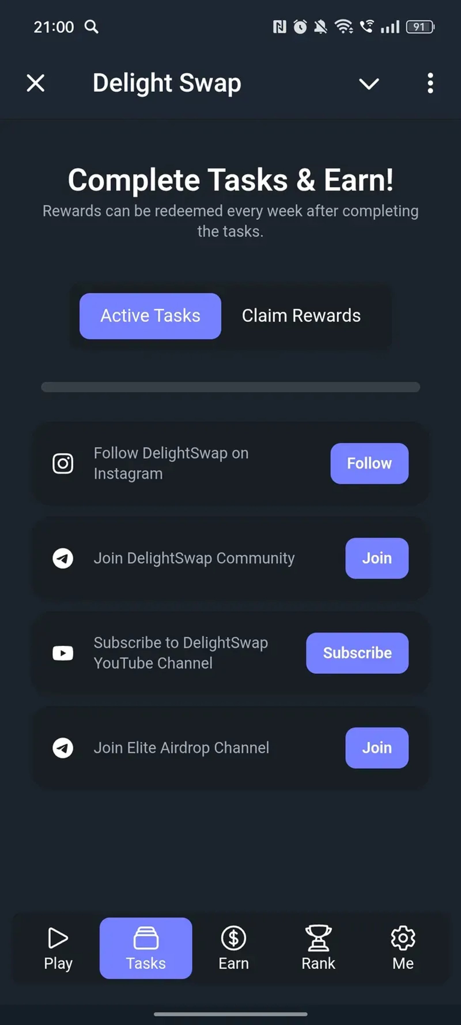 Delight Swap в Телеграм — скриншот 2