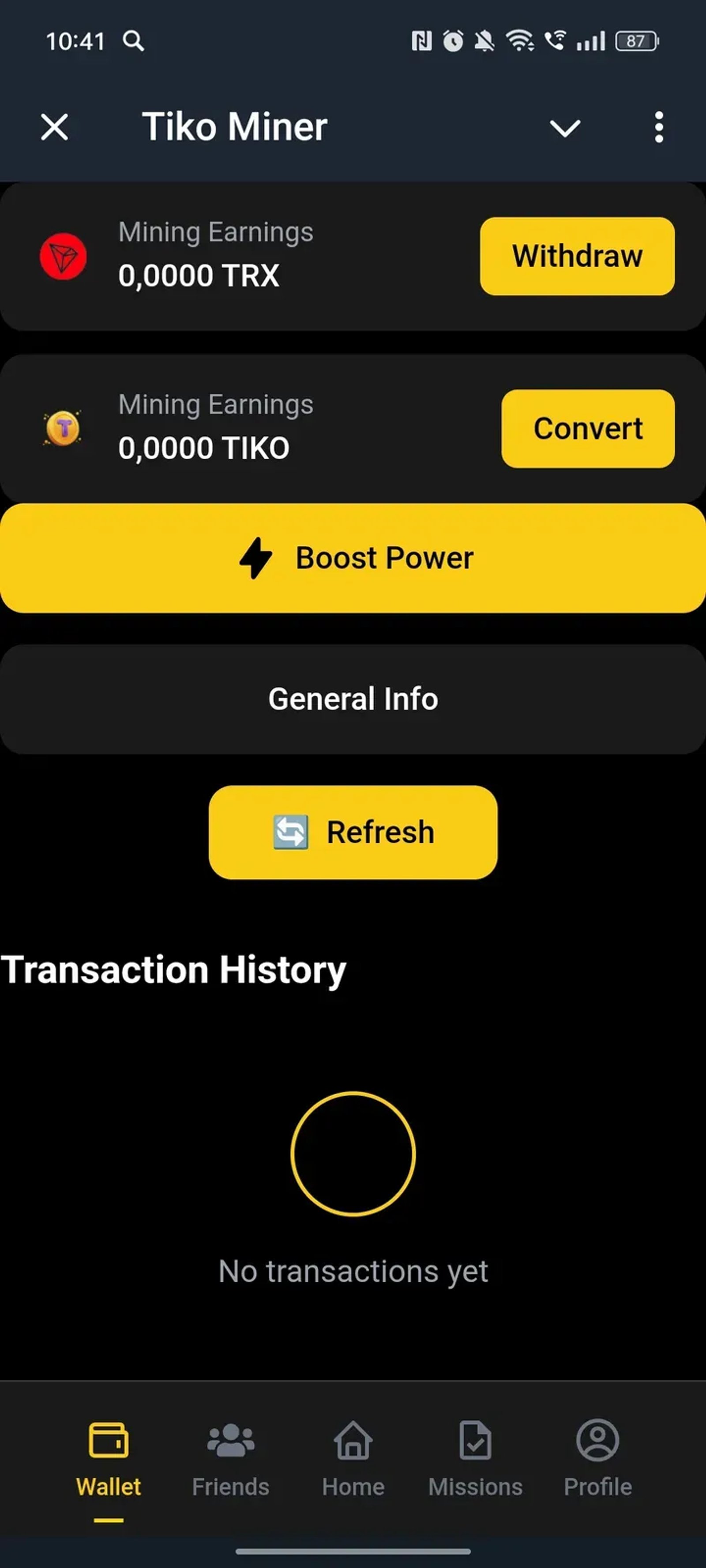 Tiko Miner в Телеграм — скриншот 3