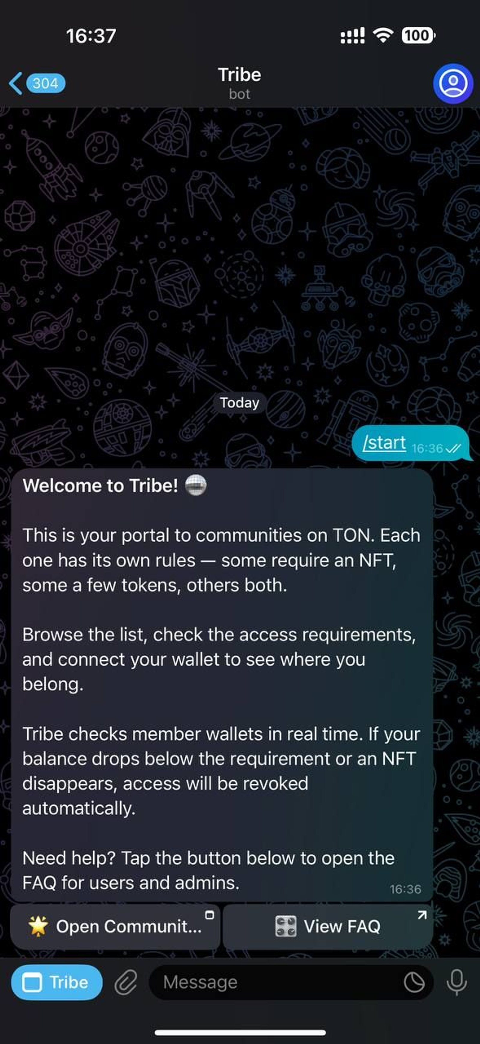 Tribe в Telegram — скриншот 5