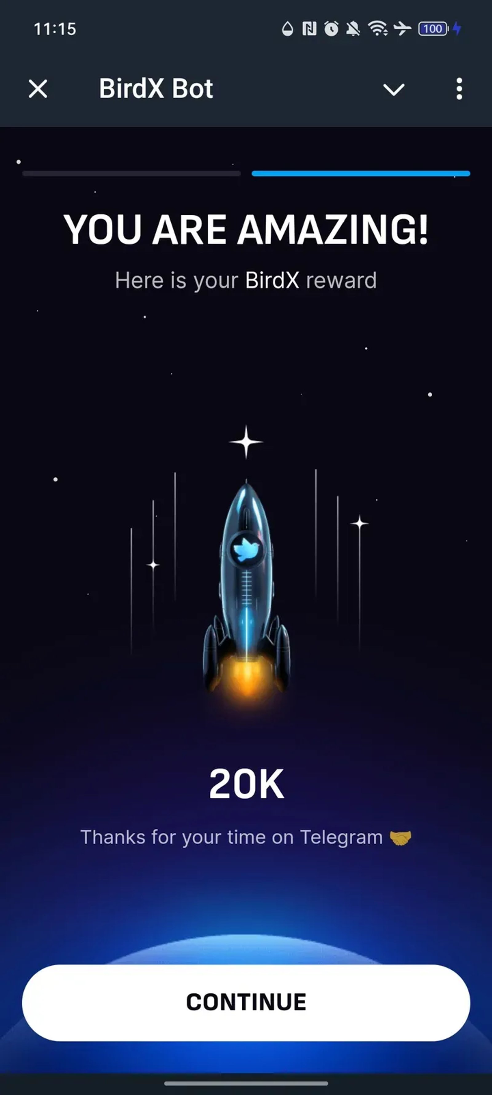 BirdX Bot в Телеграм — скриншот 2