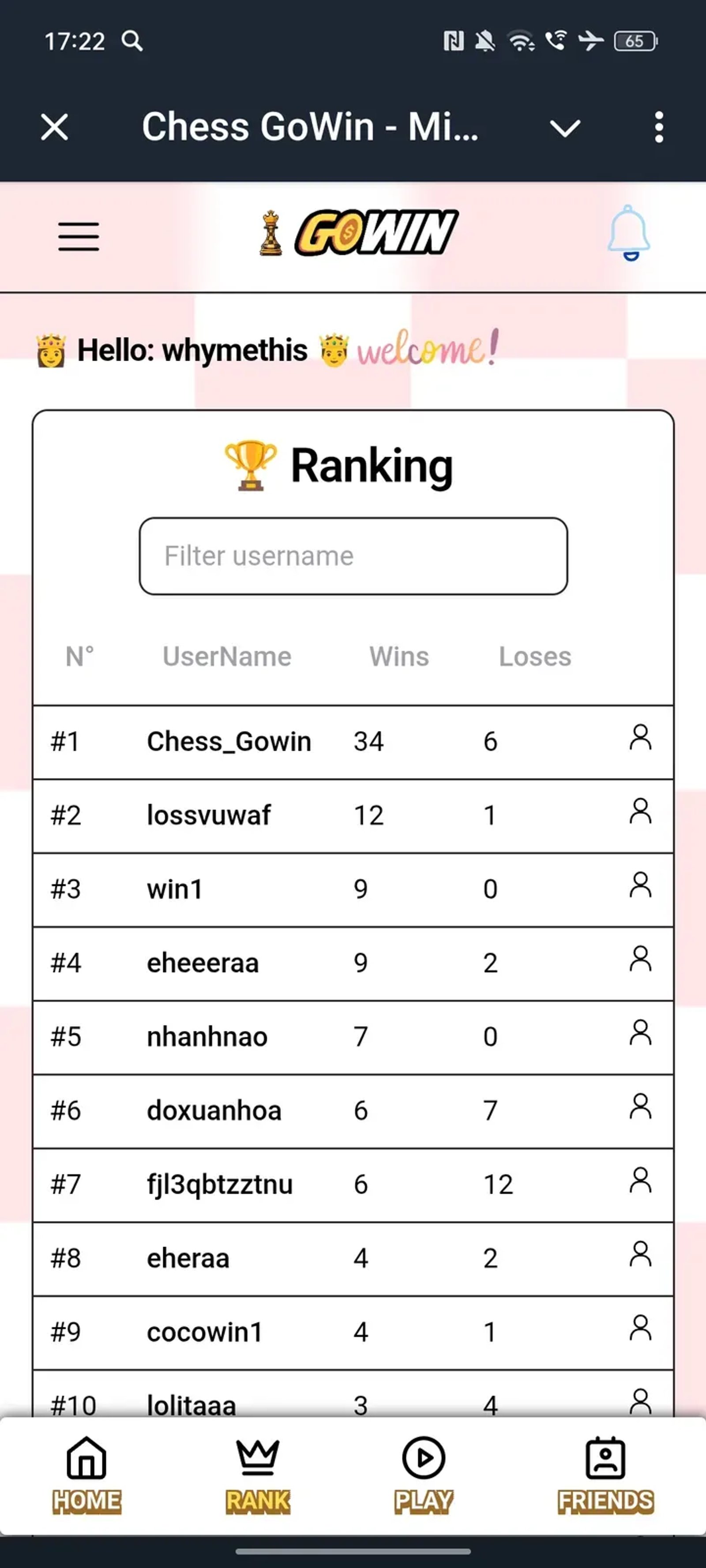 Chess GoWin - Mine $GOW в Телеграм — скриншот 2