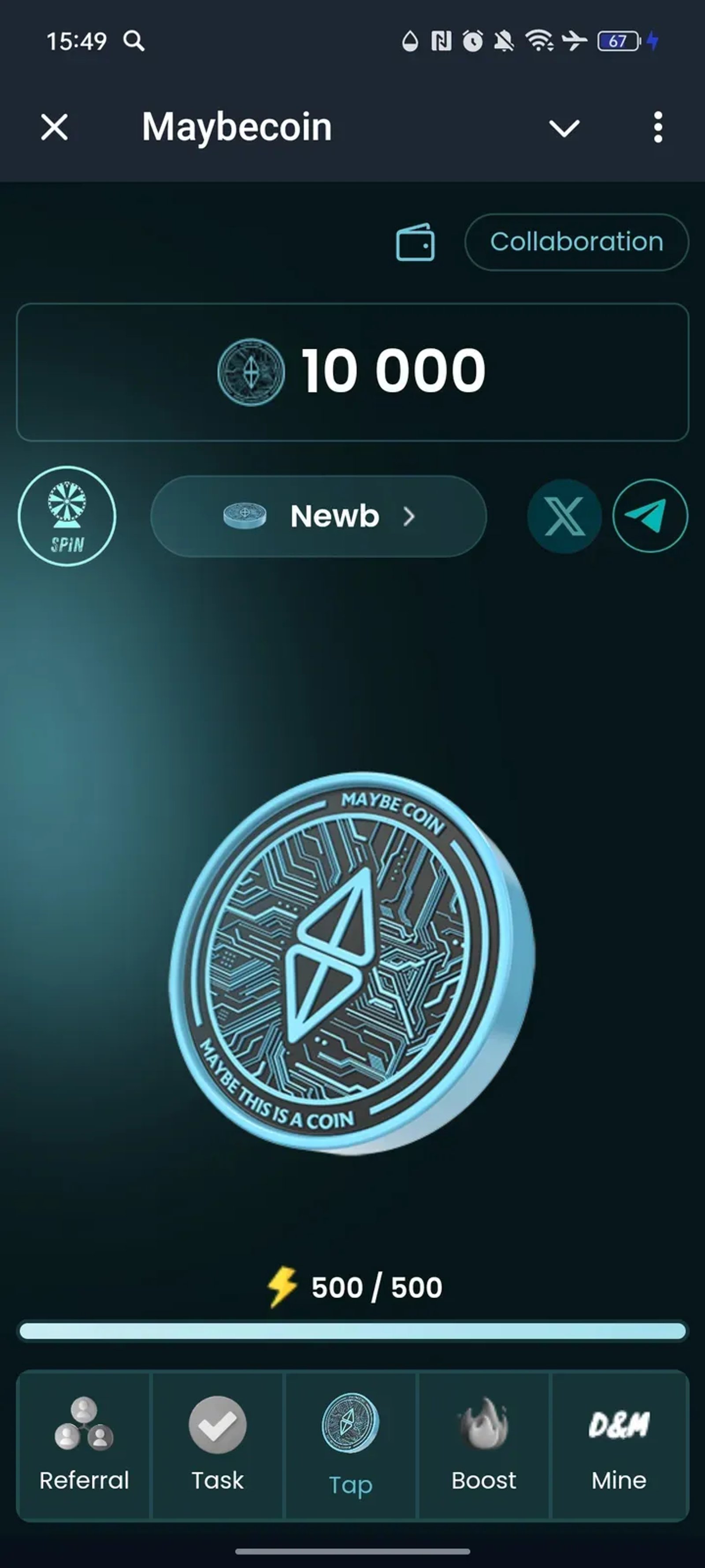 Maybecoin в Телеграм — скриншот 1