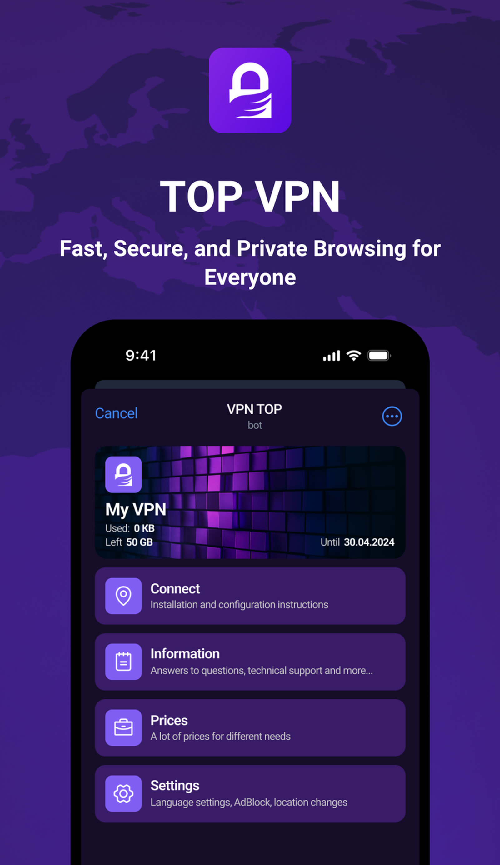 Top VPN в Телеграм — скриншот 1