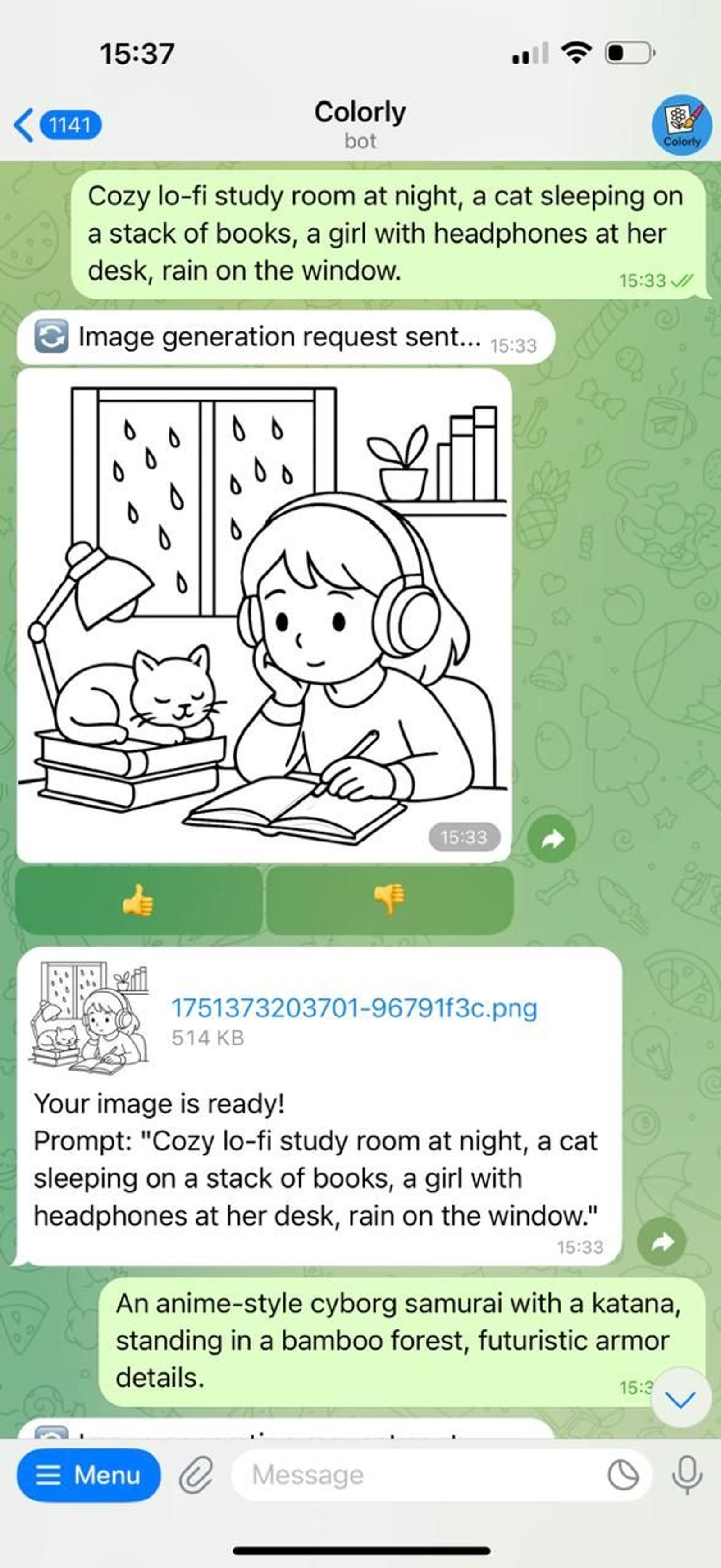 Colorly в Telegram — скриншот 2