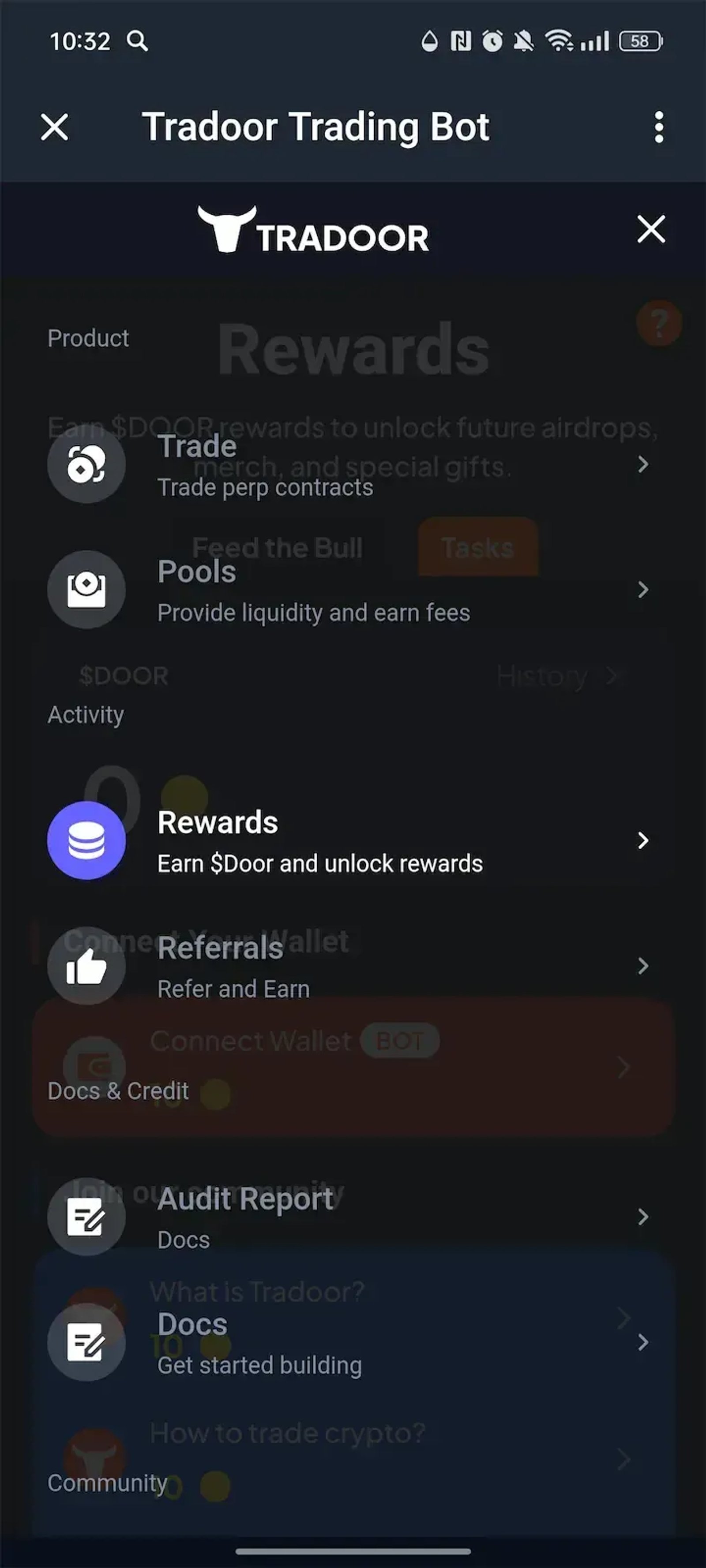 Tradoor Trading Bot в Телеграм — скриншот 5