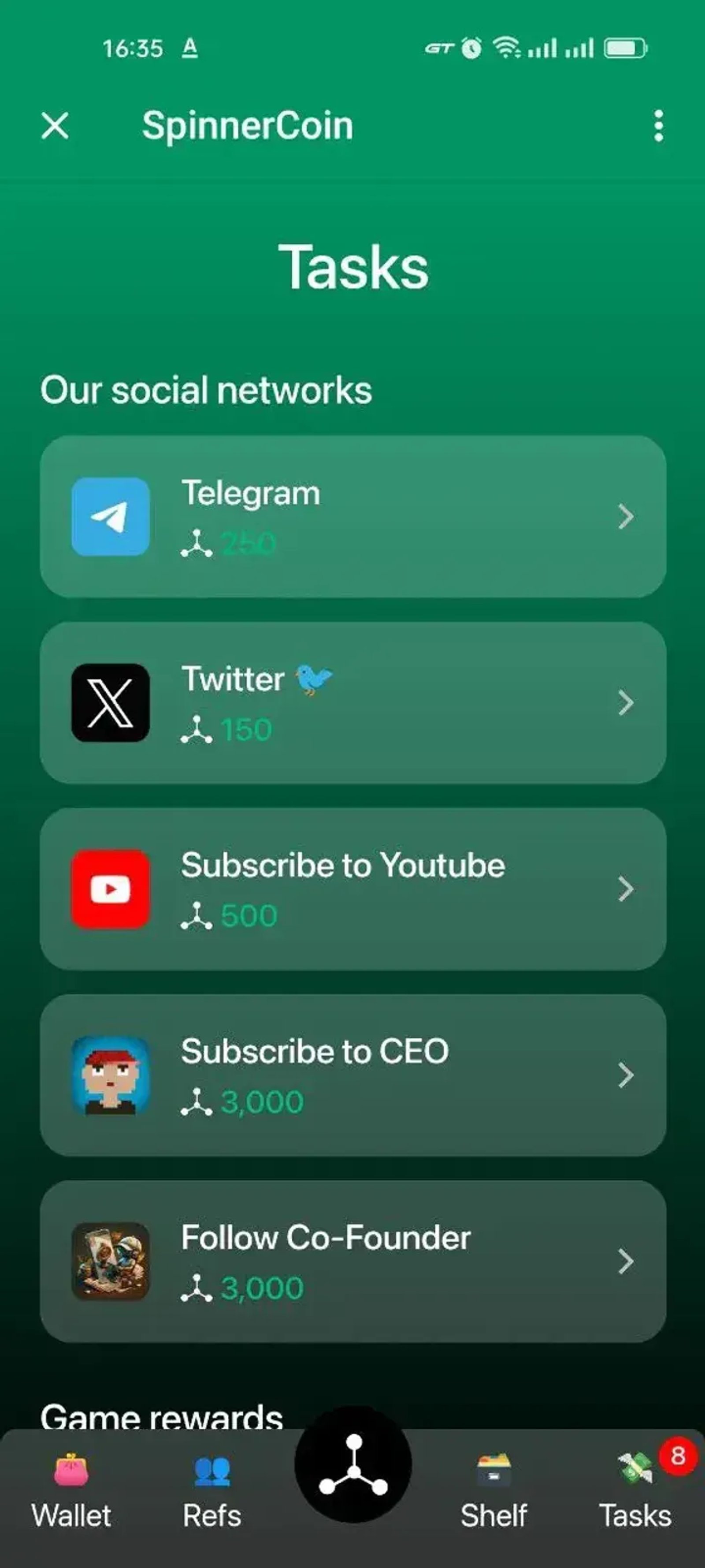 SpinnerCoin в Телеграм — скриншот 1