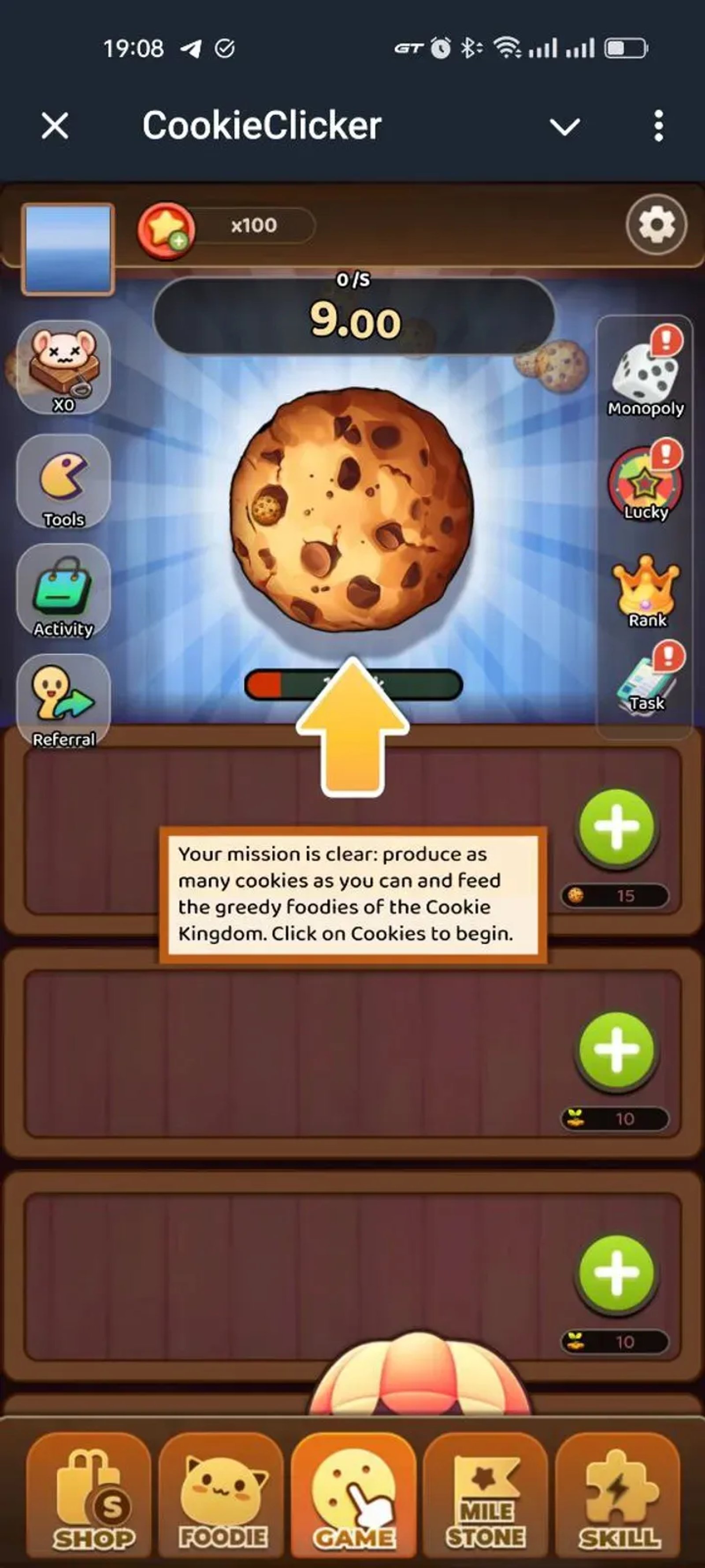 CookieClicker в Телеграм — скриншот 2
