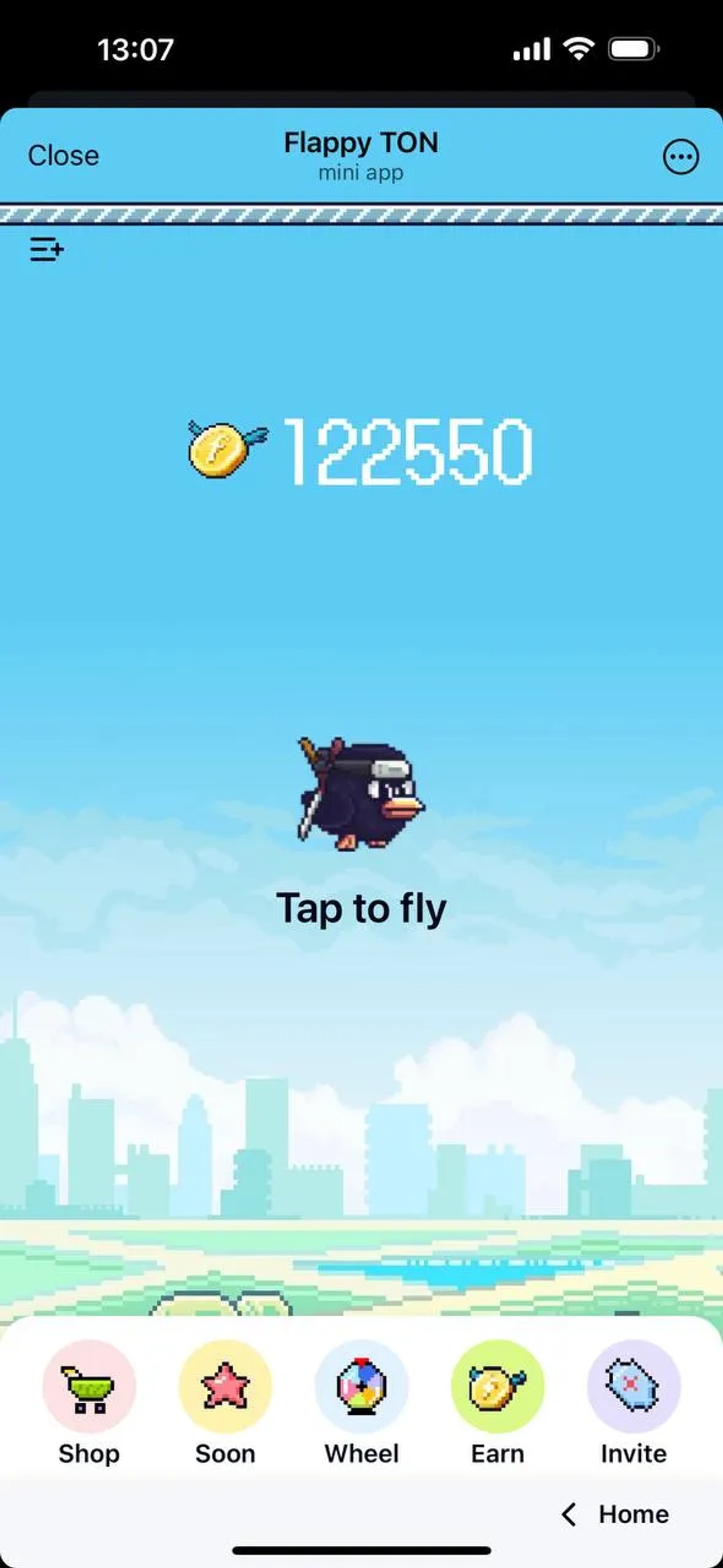 Flappy TON в Телеграм — скриншот 1