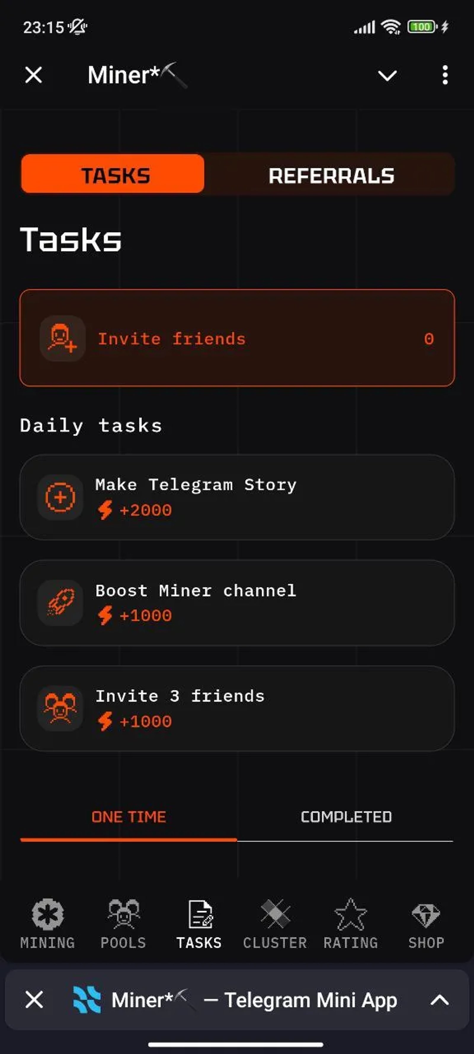 Miner Задания