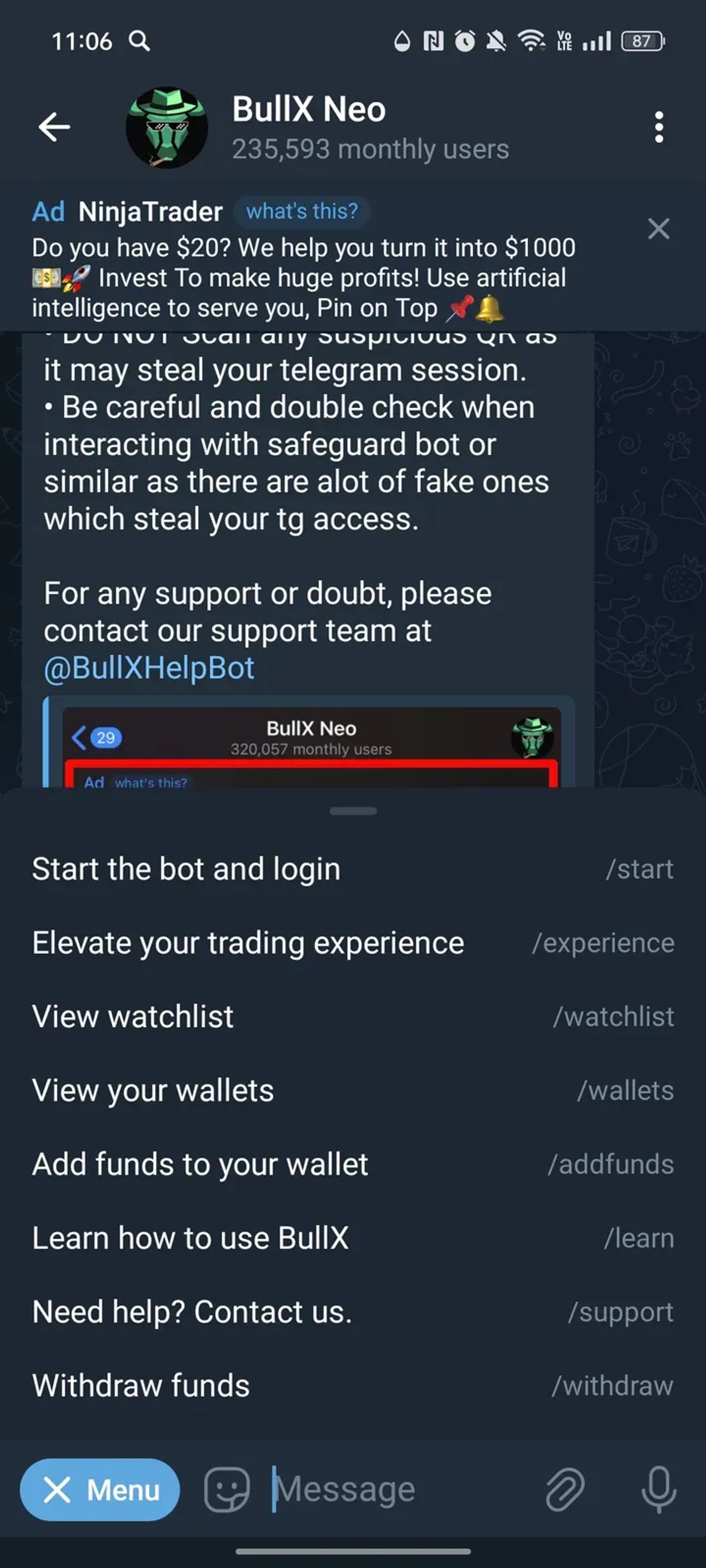 BullX Neo в Телеграм — скриншот 3