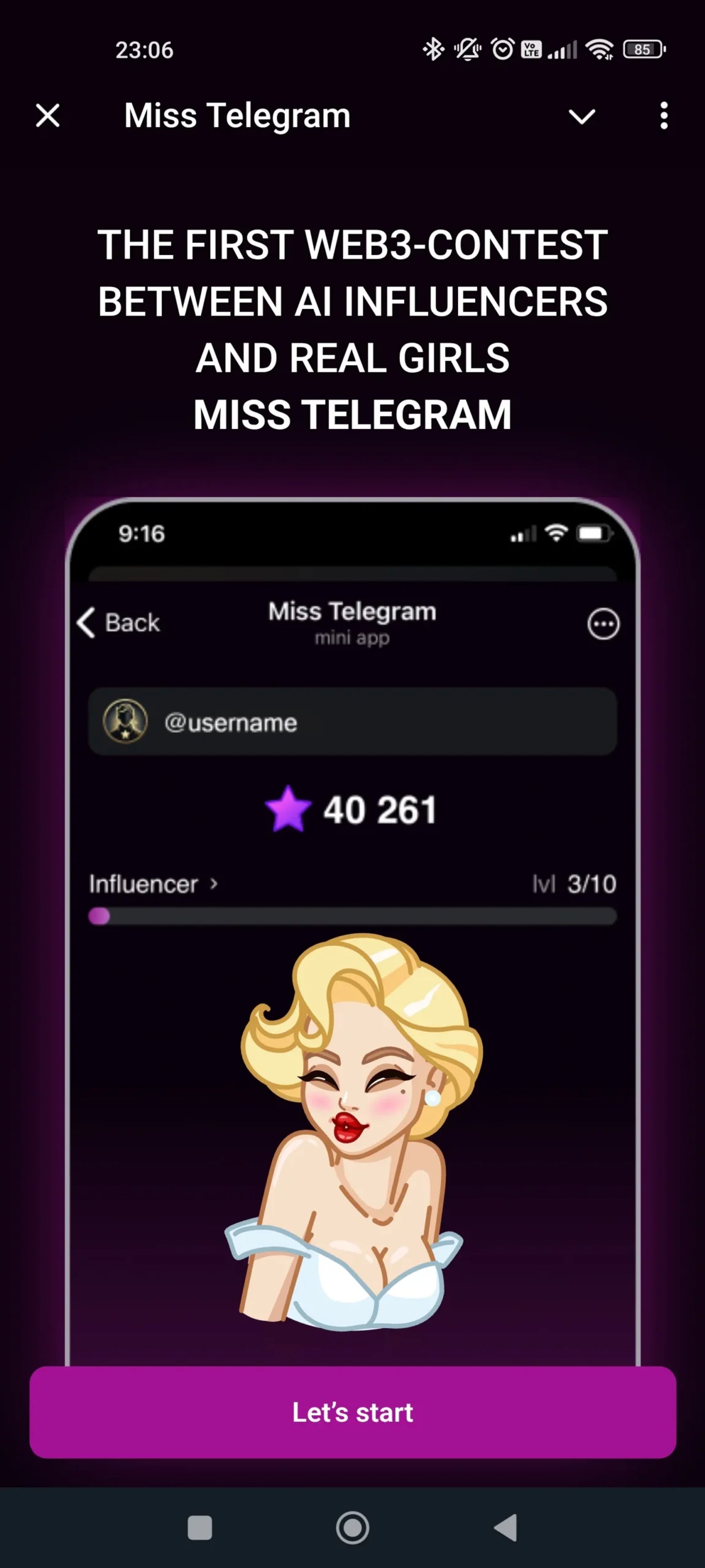 Miss Telegram Старт