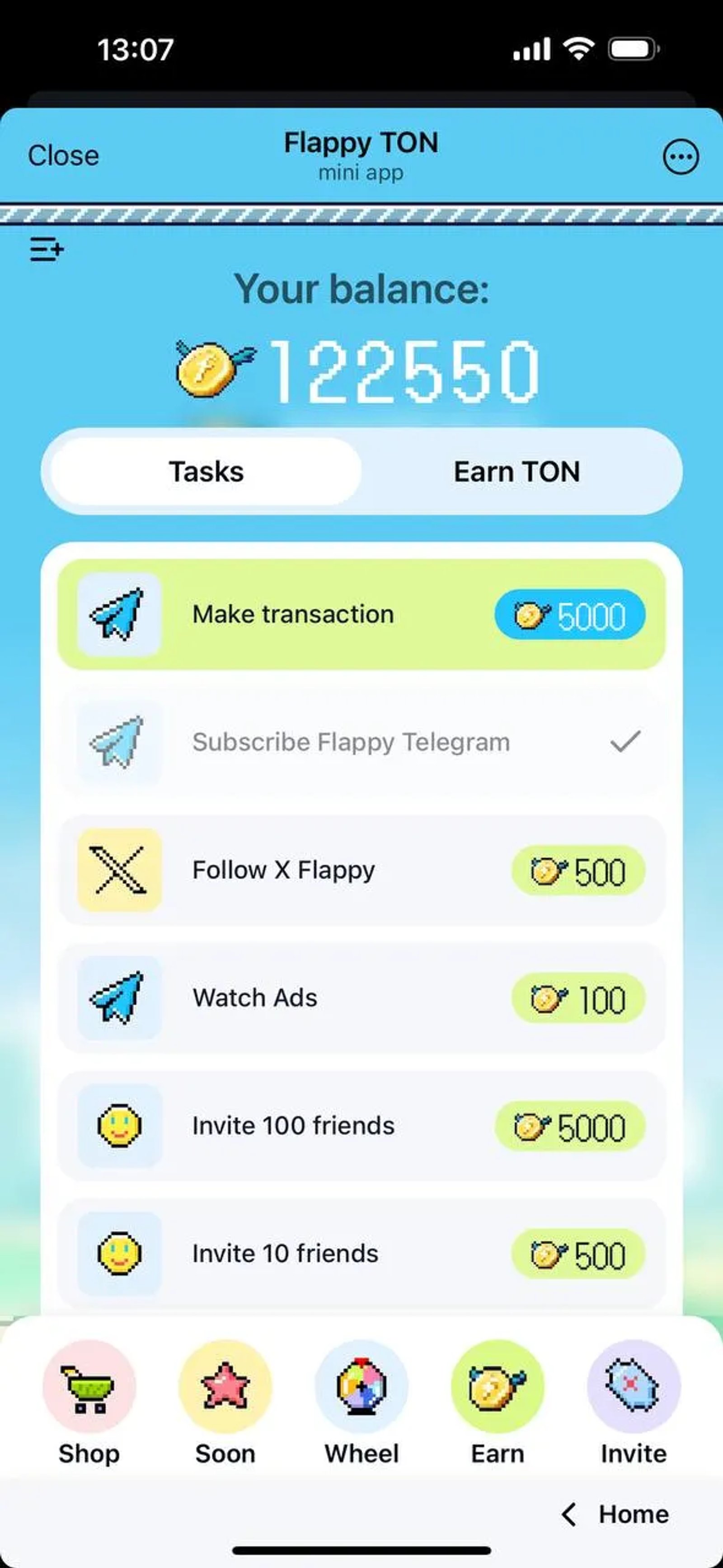 Flappy TON в Телеграм — скриншот 3