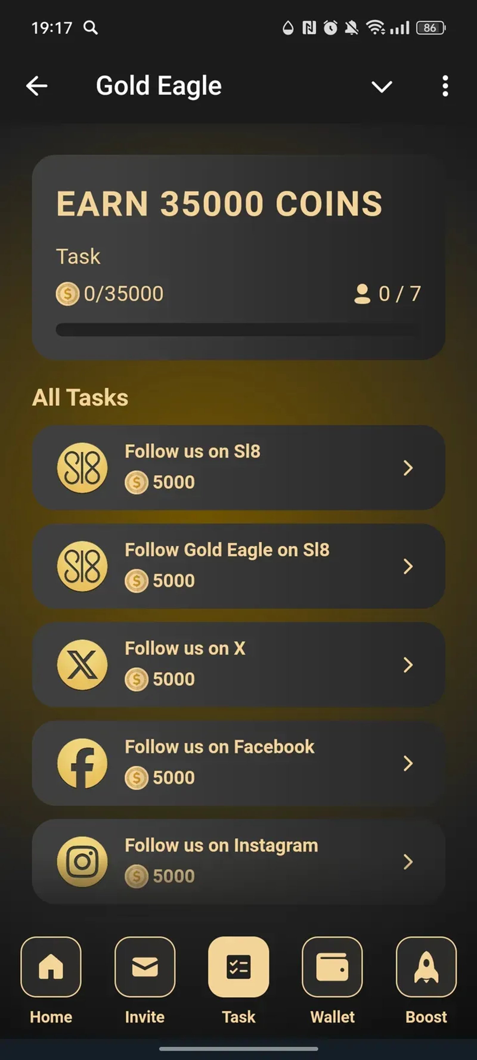 Gold Eagle в Телеграм — скриншот 3