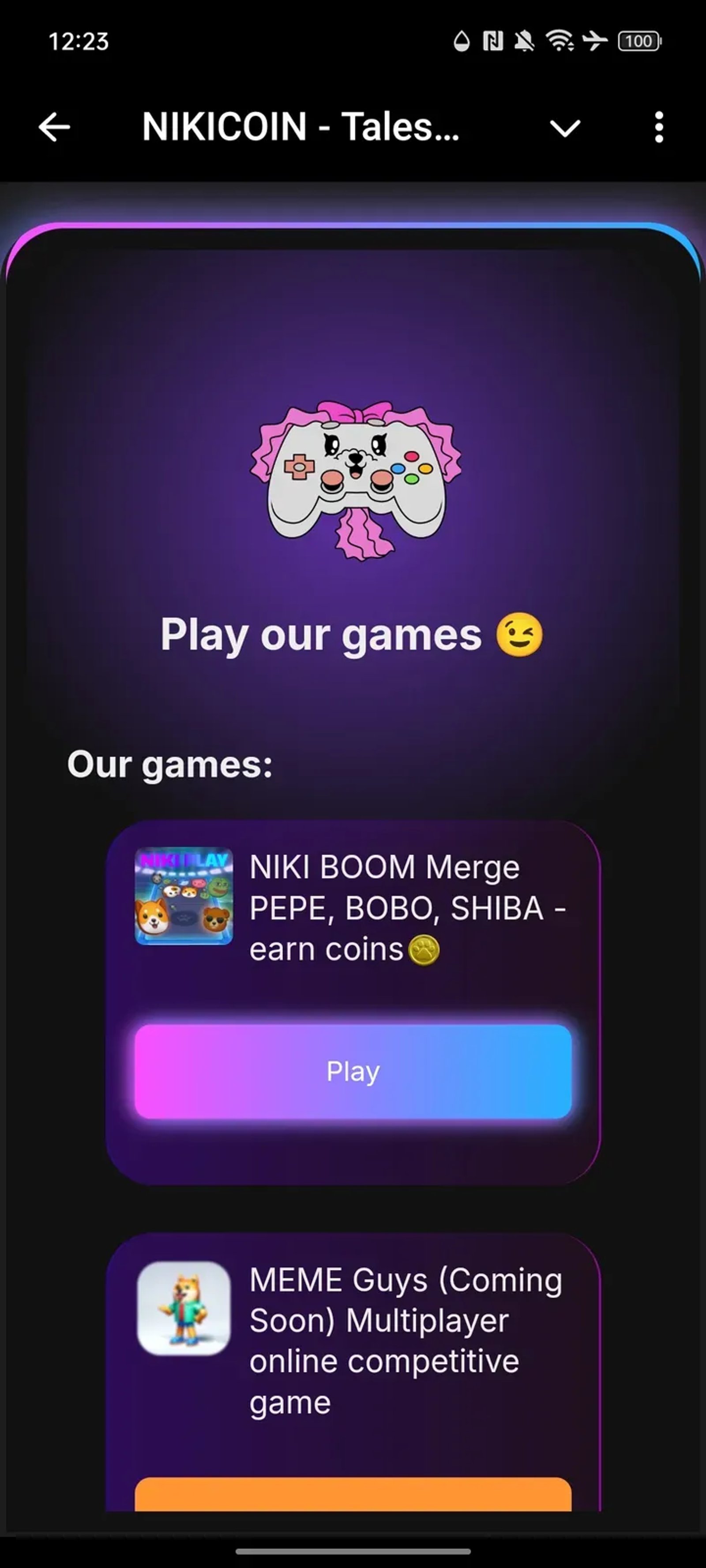 NIKICOIN - Tales of Telegramia в Телеграм — скриншот 3