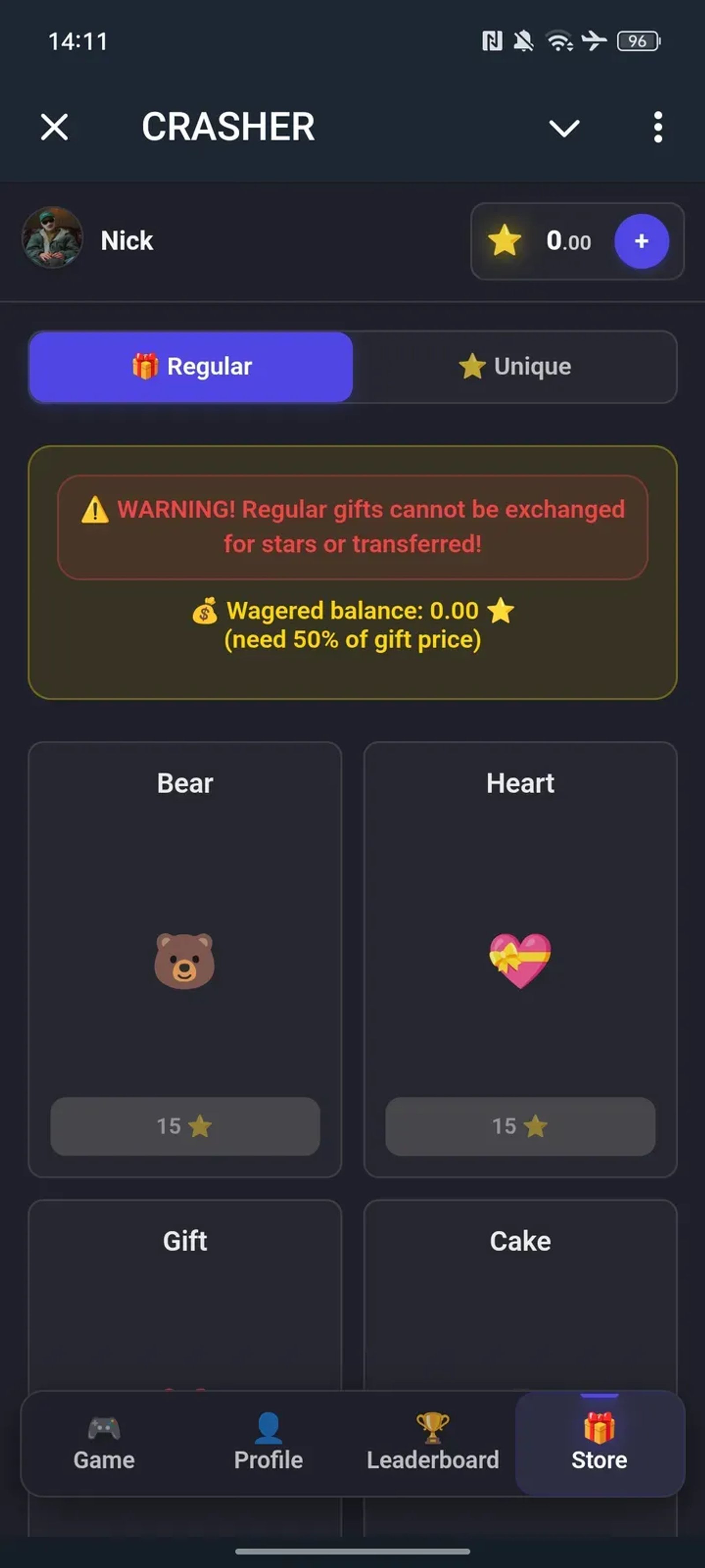 CRASHER в Телеграм — скриншот 4