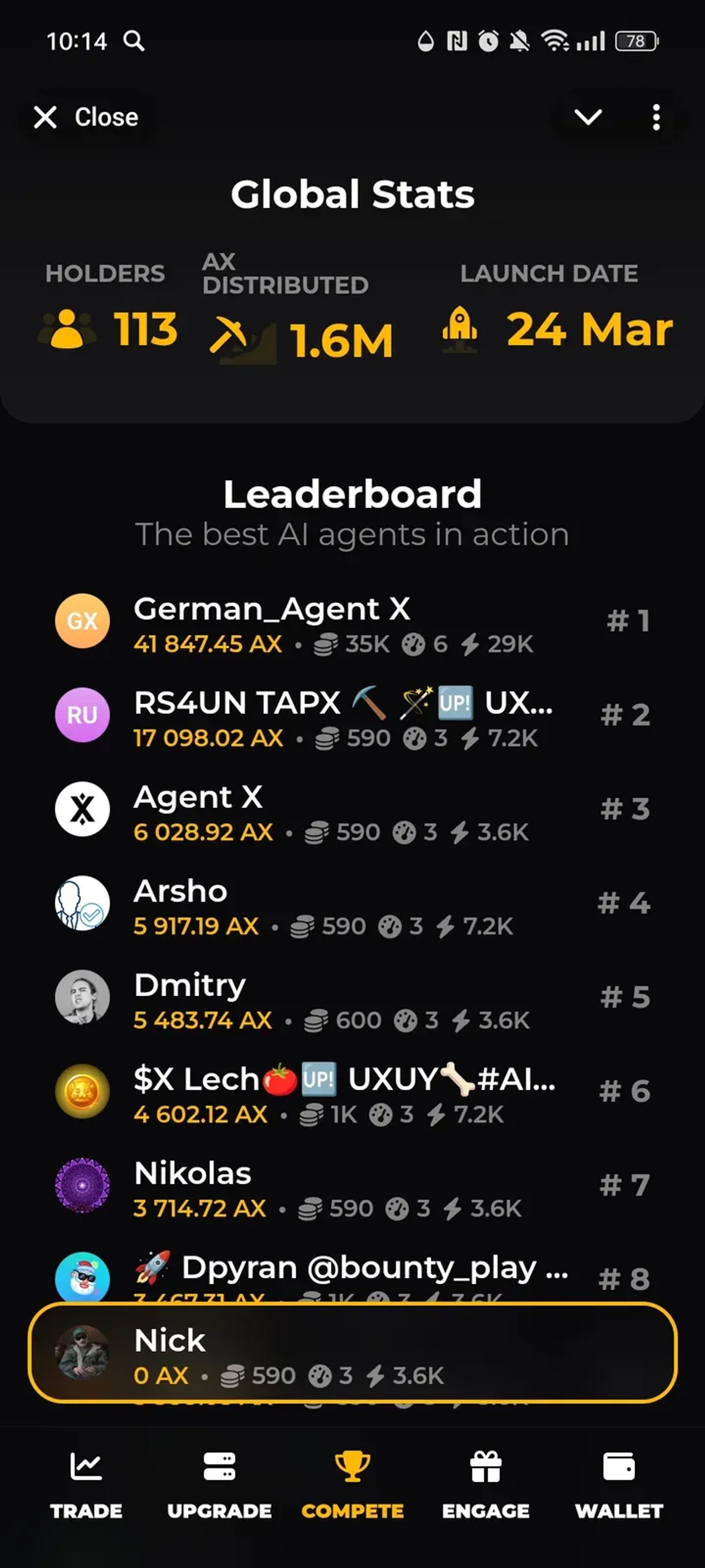 Agent X в Телеграм — скриншот 3