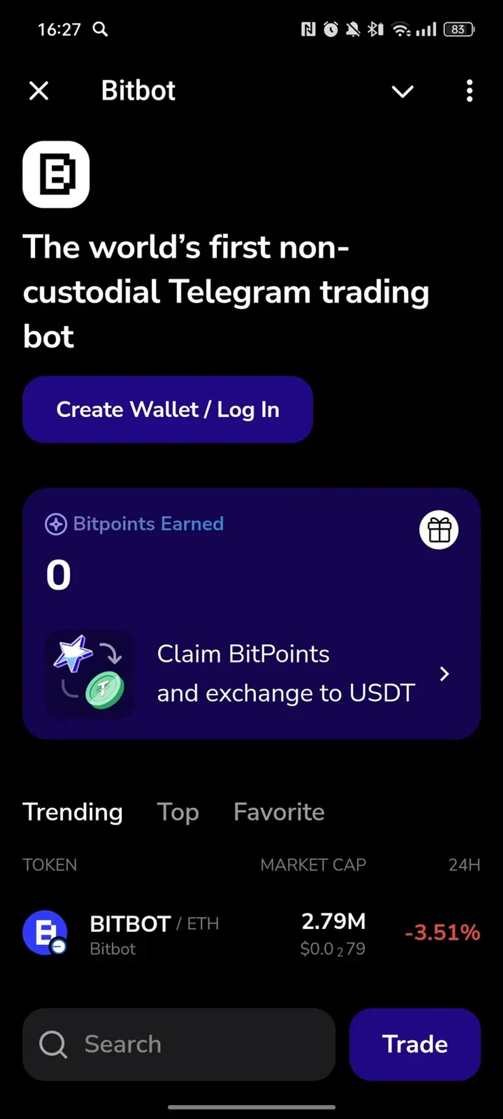 Bitbot в Телеграм — скриншот 1