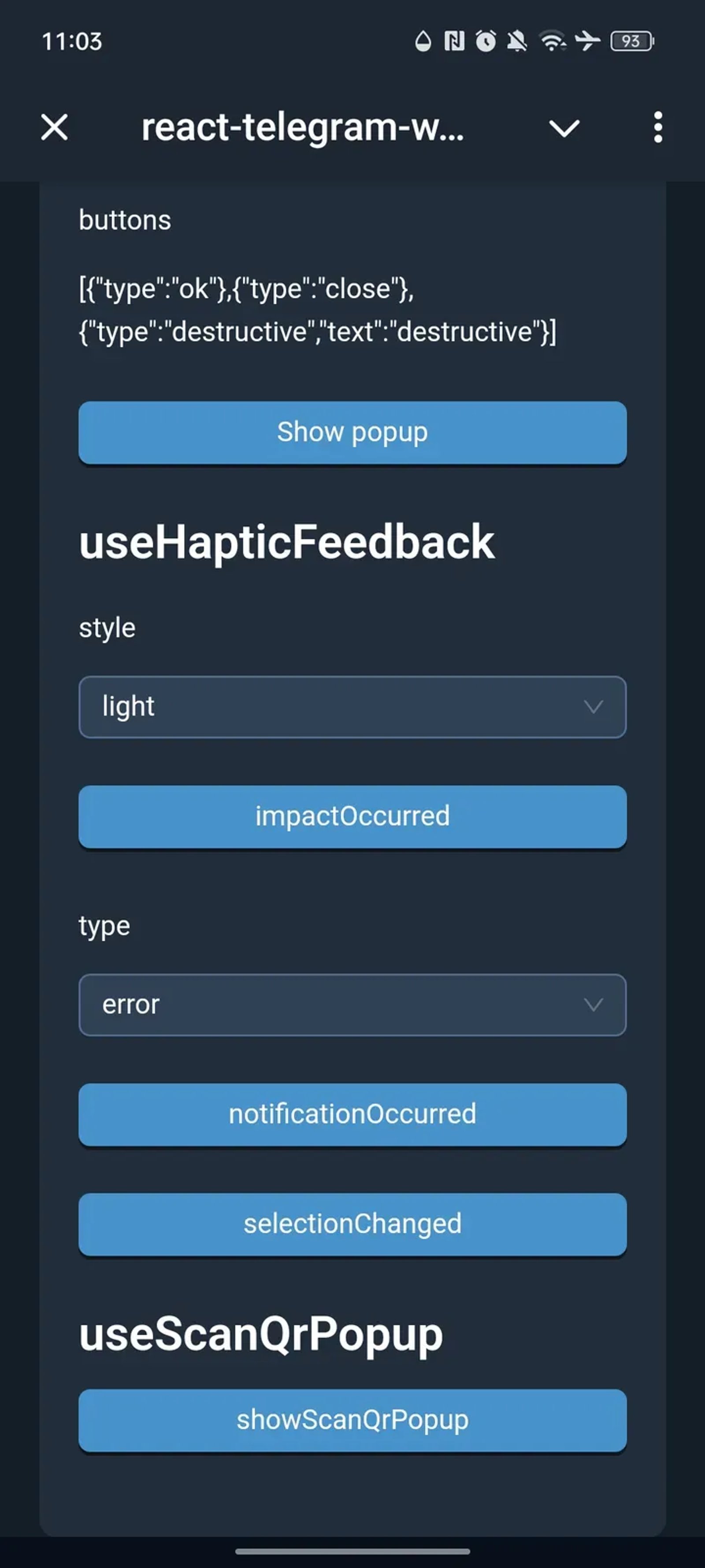 react-telegram-web-app в Телеграм — скриншот 3
