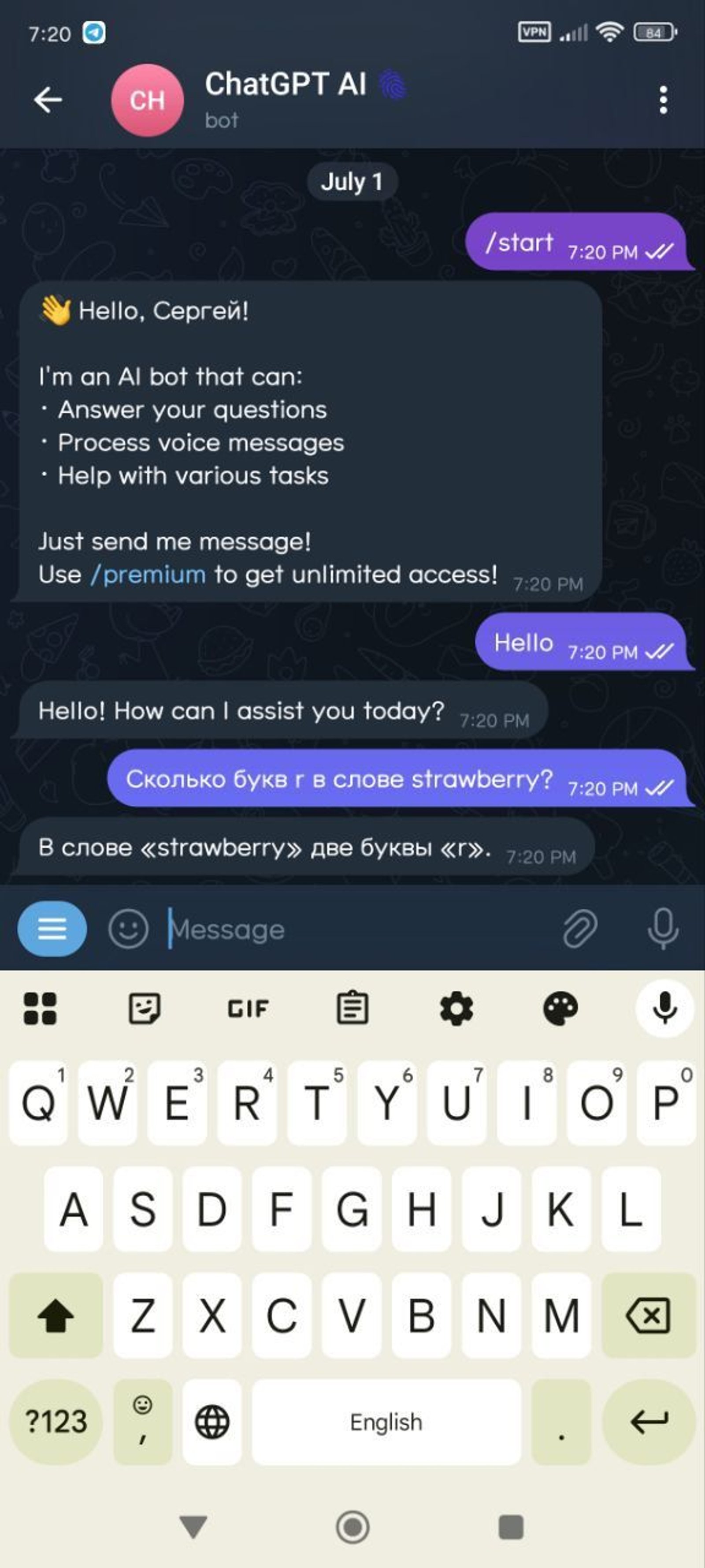 ChatGPT AI 🫆 Telegram Screenshot 3