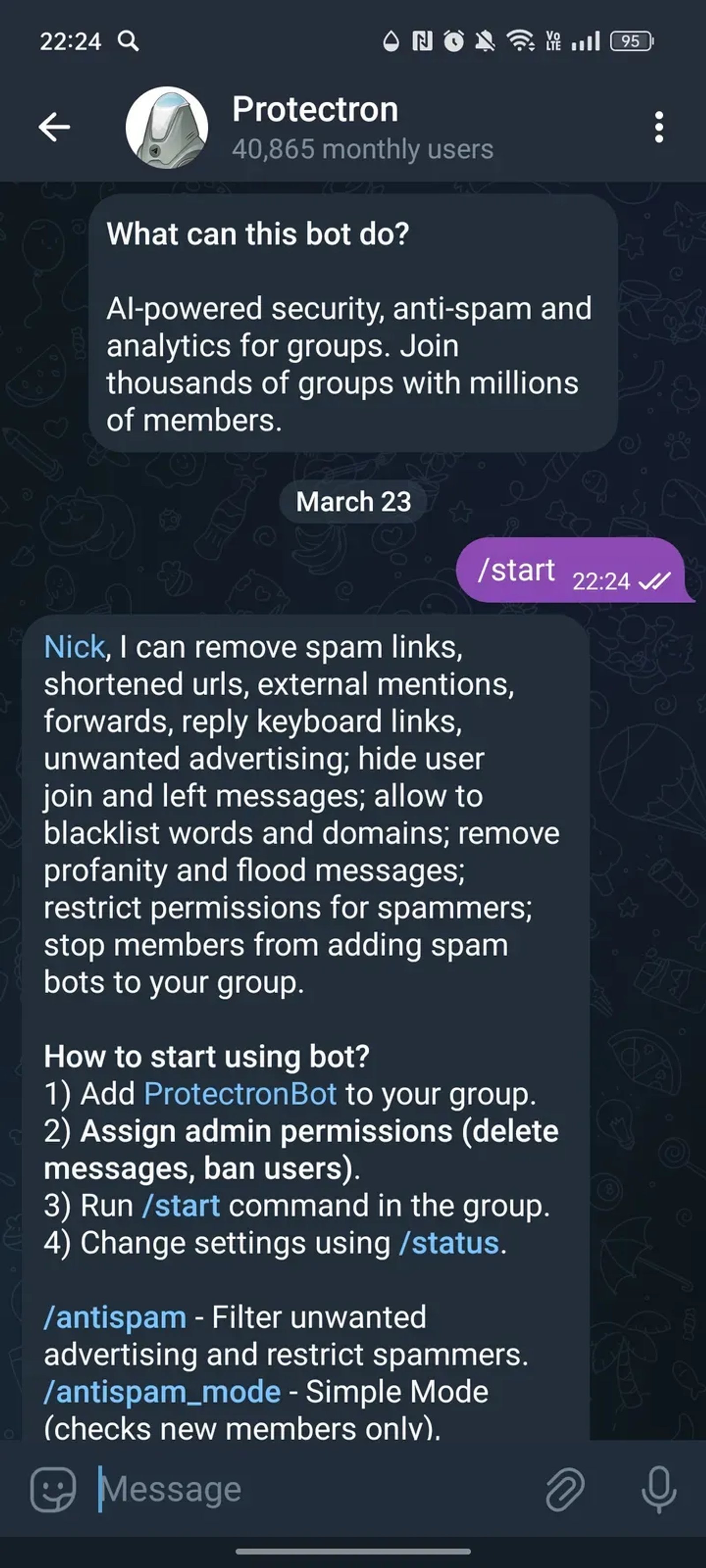 Protectron Telegram Screenshot 1