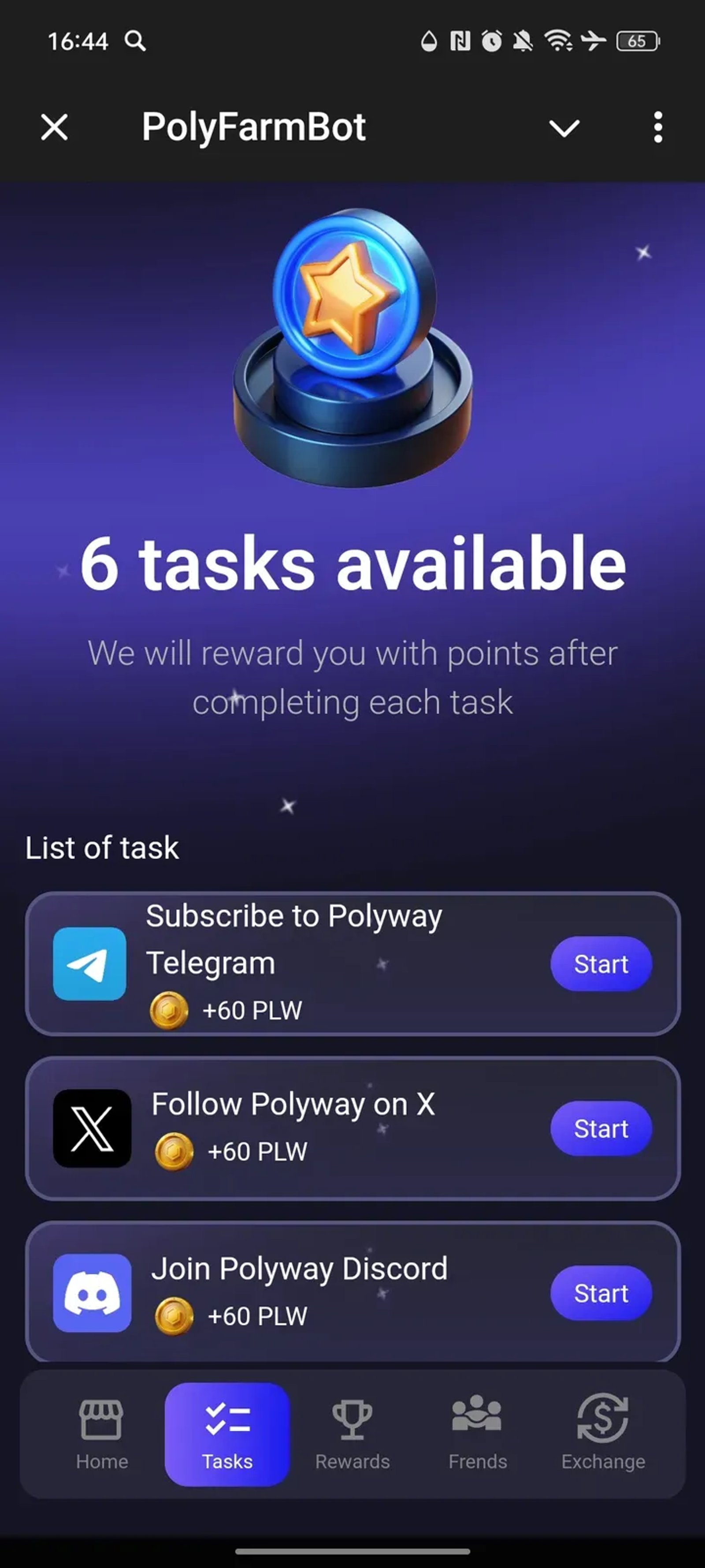 PolyFarmBot в Телеграм — скриншот 2